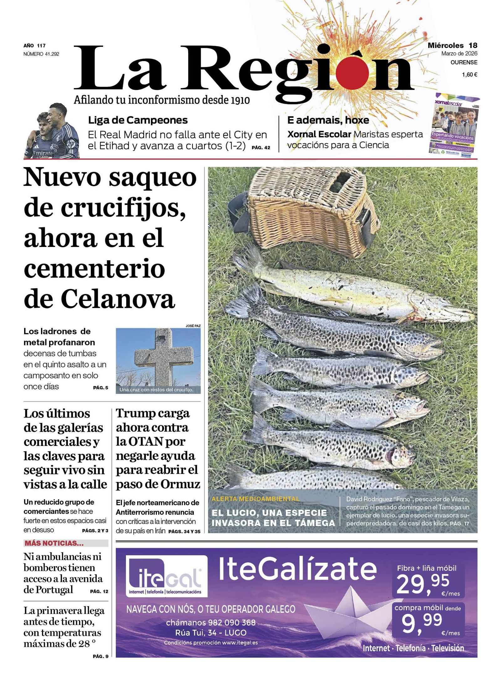 La portada de La Región.