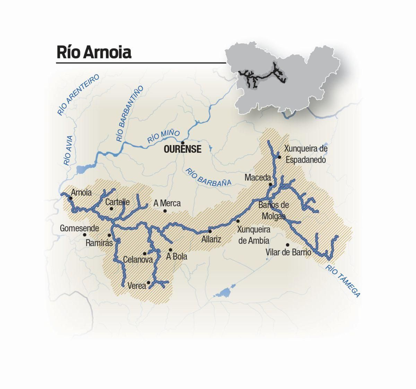 Mapa río Arnoia.