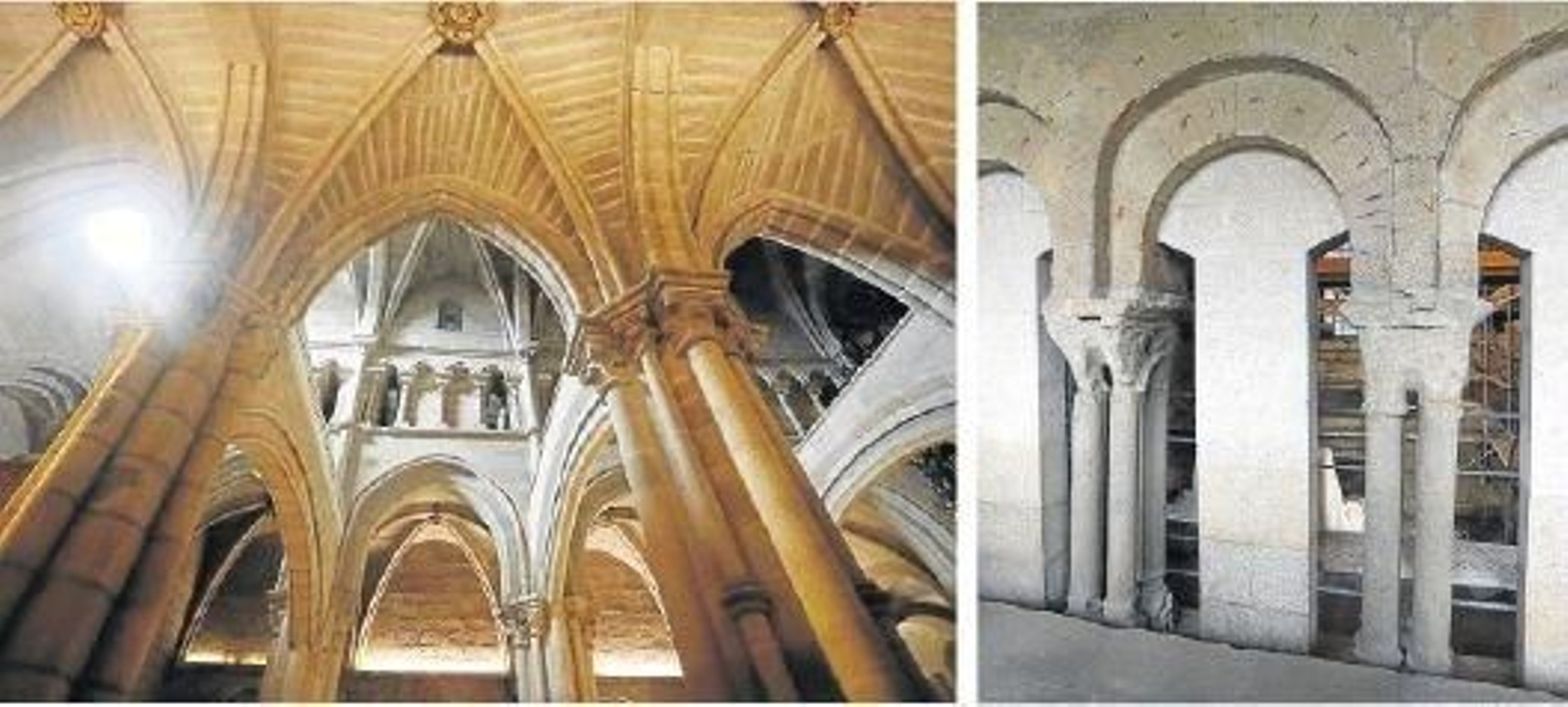 La nave del trifolio (al fondo en altura) se destinará a exposiciones temporales. A la derecha, la sala capitular románica descubierta tras una pared en los años 60, aún en fase de recuperación