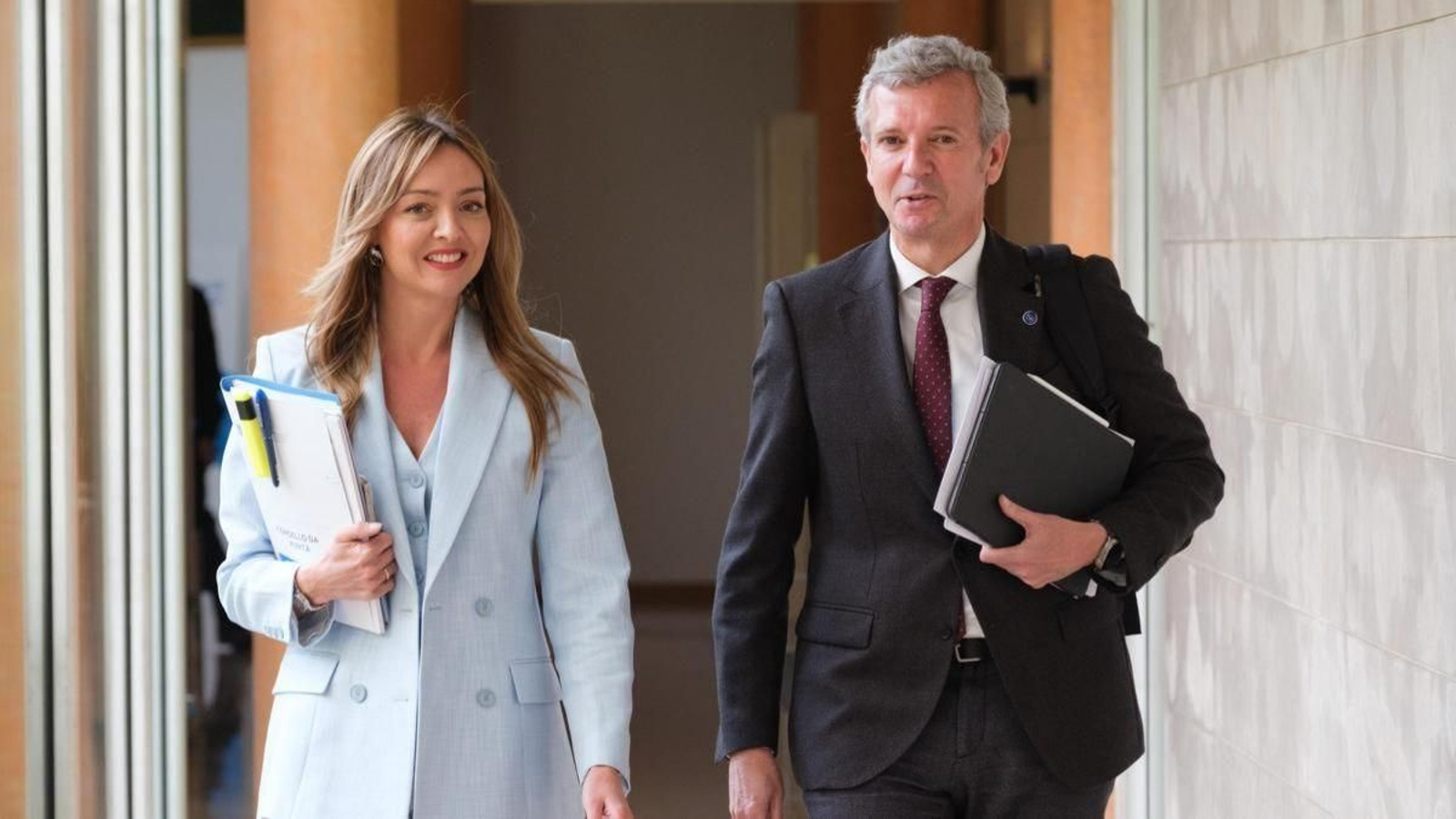 Fabiola García y Alfonso Rueda, tras un Consello de Goberno de la Xunta.