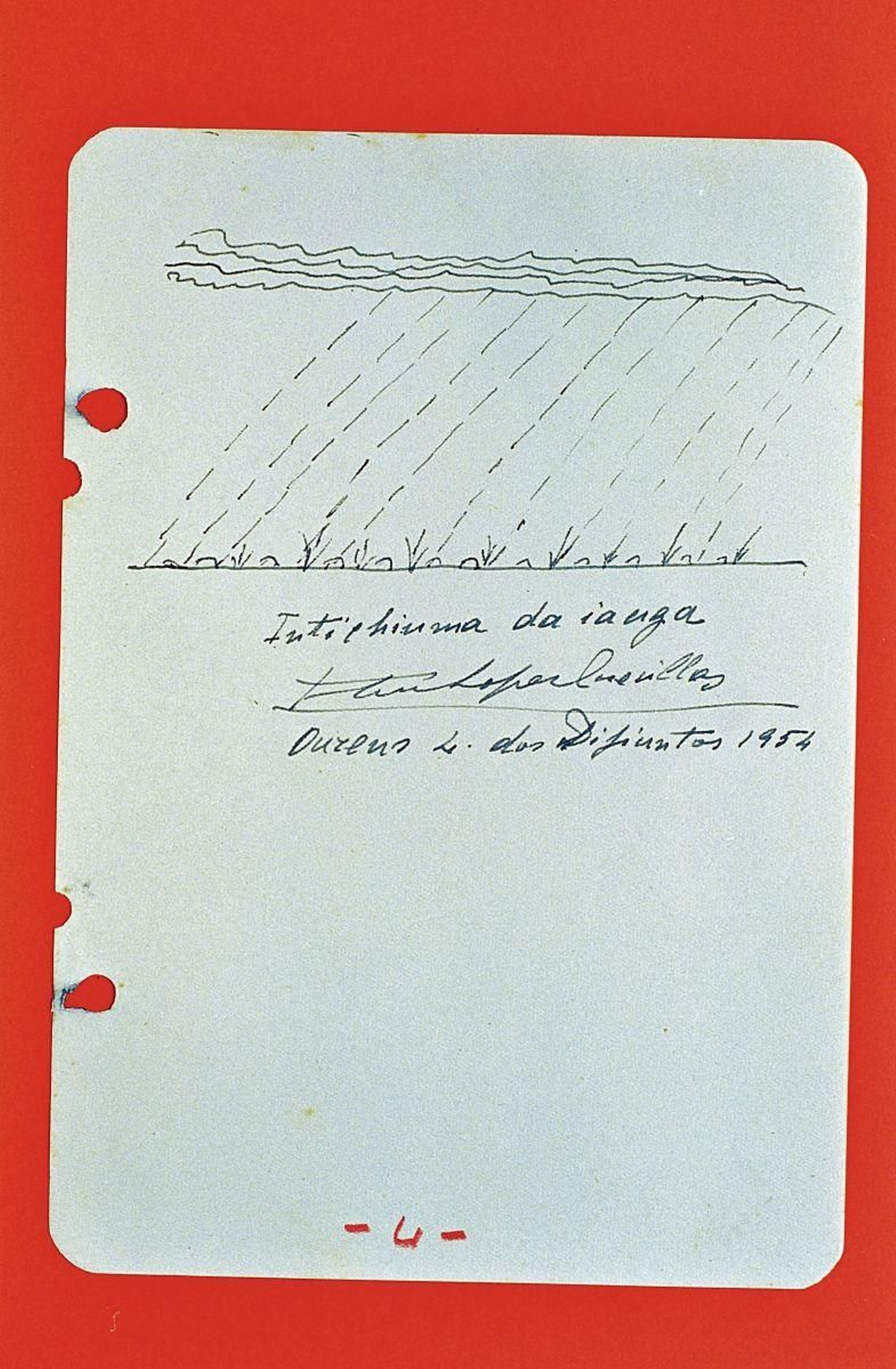 “Intichuima da iauga” es la exclamación de un rito totémico referido al agua que riega la tierra y elegido por Cuevillas para titular su dibujo datado el día de difuntos de 1954.