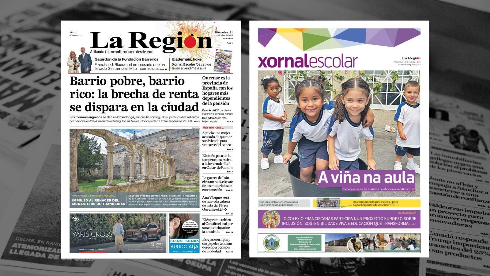 La portada de La Región de este miércoles, 21 de octubre.