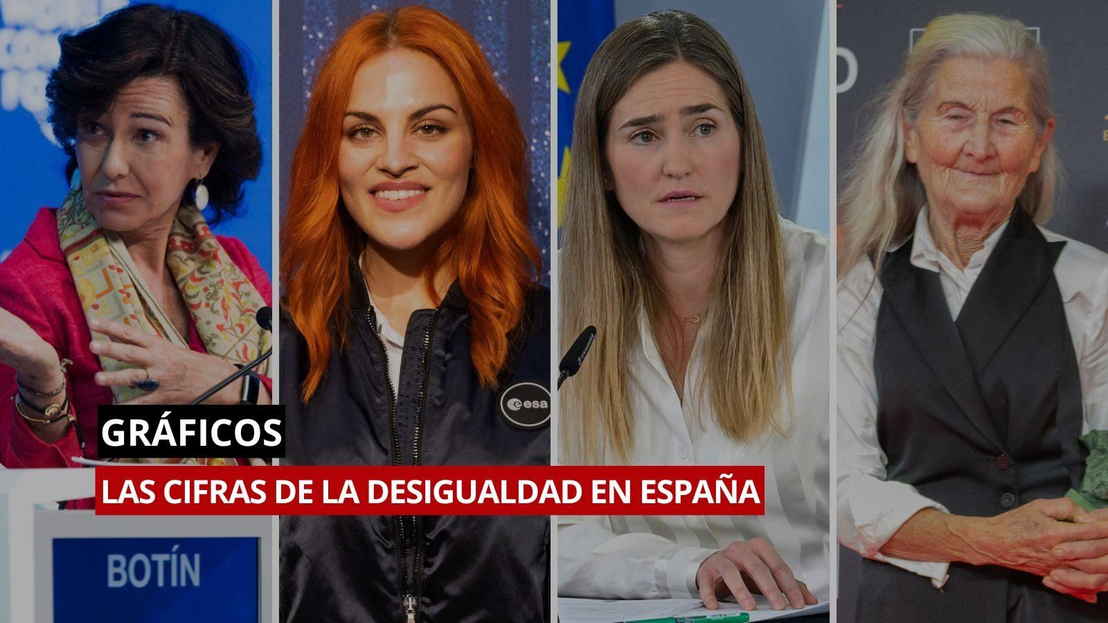 Ana Botín, presidenta del Banco Santander; Sara García Alonso, candidata a astronauta española; Sara Aagesen Muñoz es una ingeniera química y política española, actual vicepresidenta tercera y ministra para la Transición Ecológica y el Reto Demográfico, y Benedicta Sánchez, Goya a Mejor Actriz Revelación