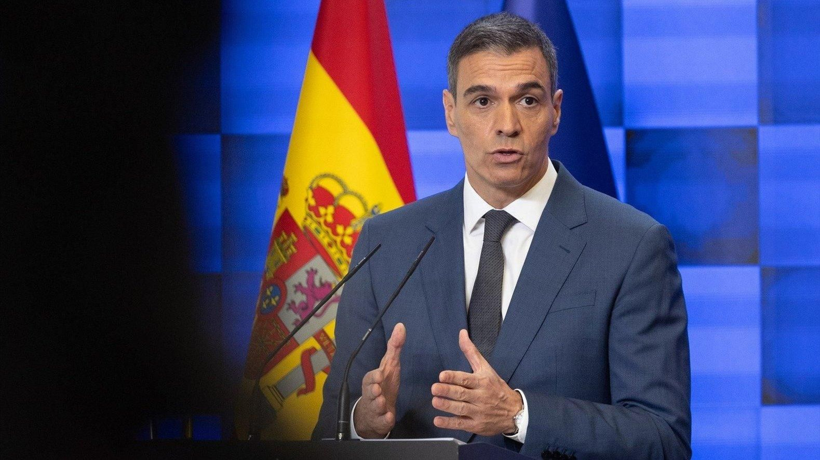Sánchez comparece para hacer balance del curso político. // E.P.