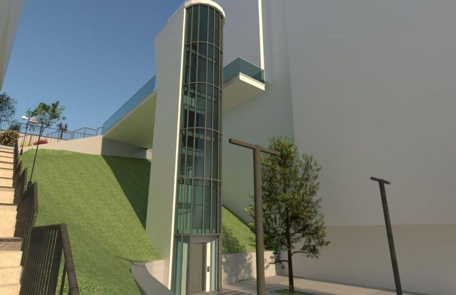 Una infografía del ascensor proyectado junto al Auditorio.
