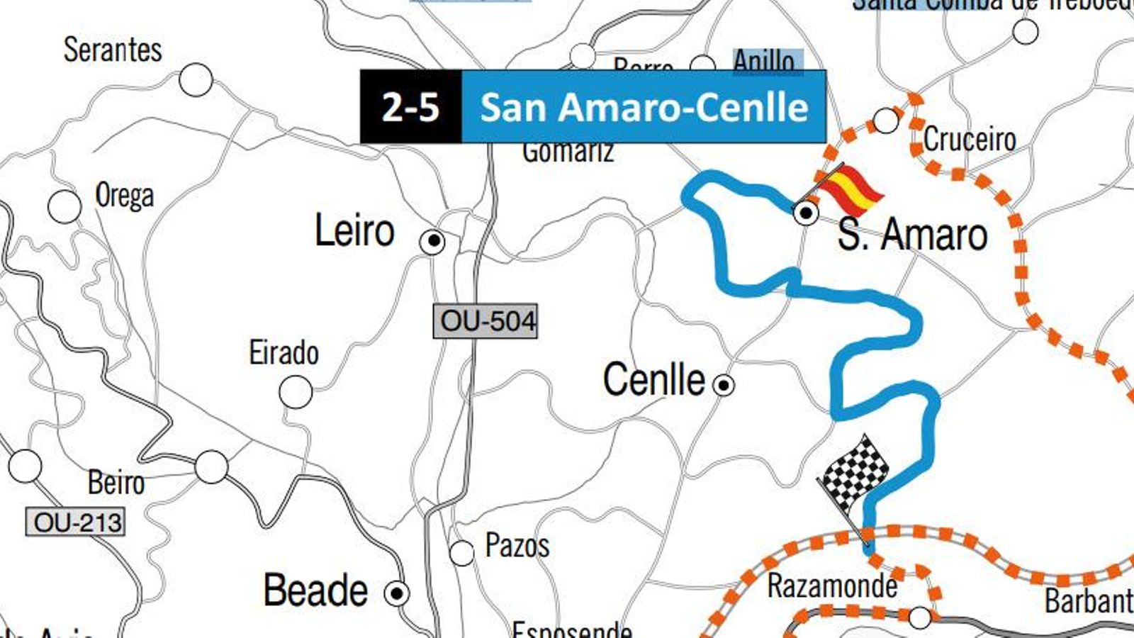 Mapa tramo 2 y 5 del Rally de Ourense Recalvi 2026.