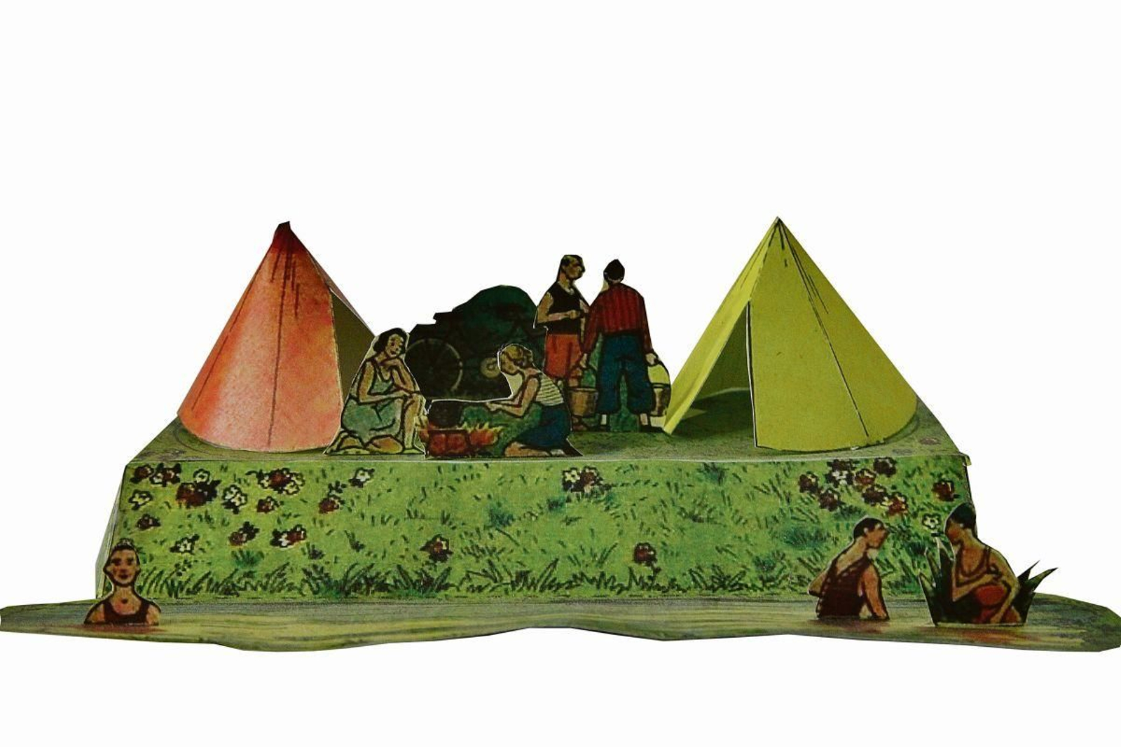 Acampando a la orilla del agua. No está claro si es salada o dulce .