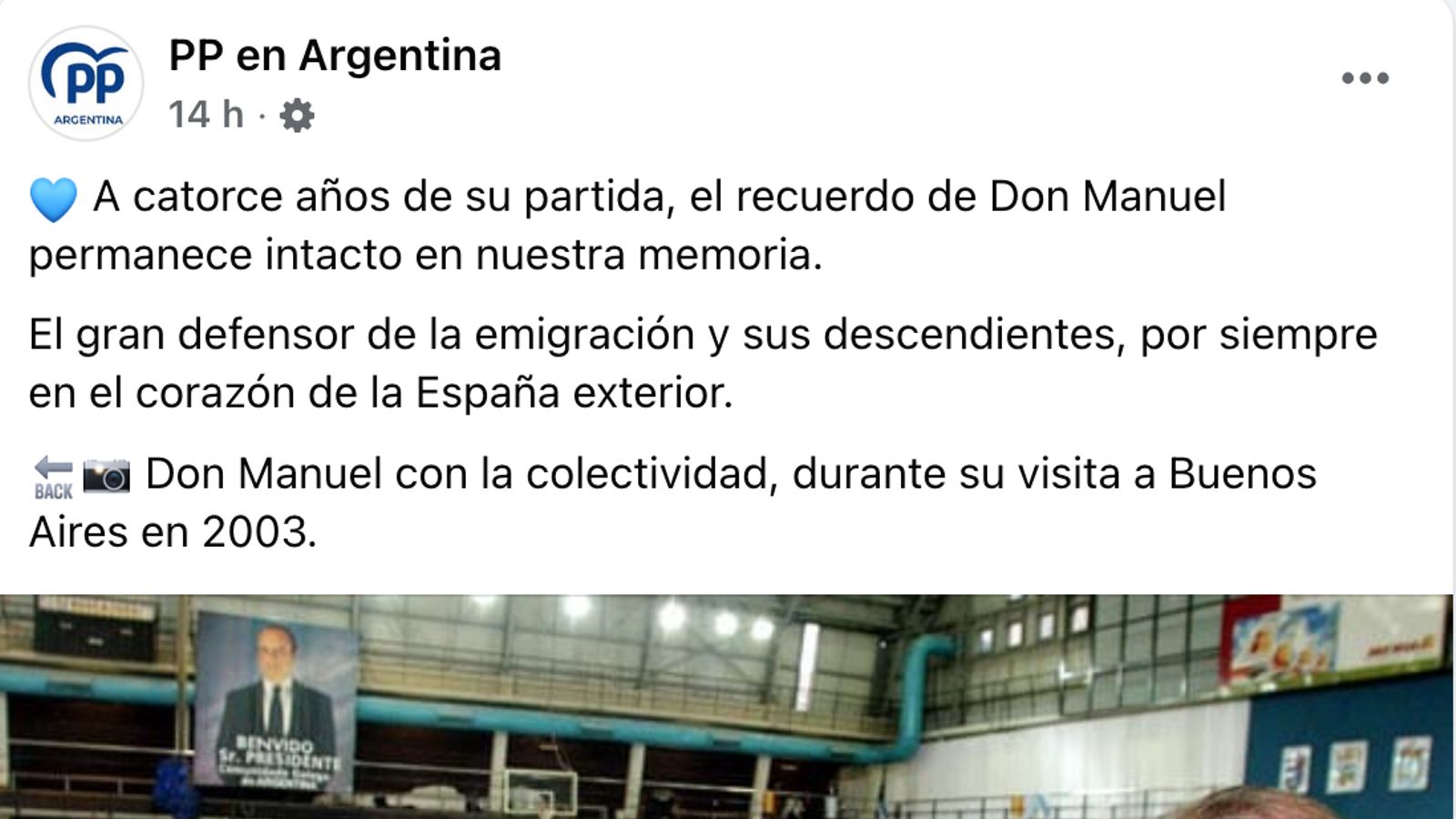 Publicación en Facebook del PP de Argentina