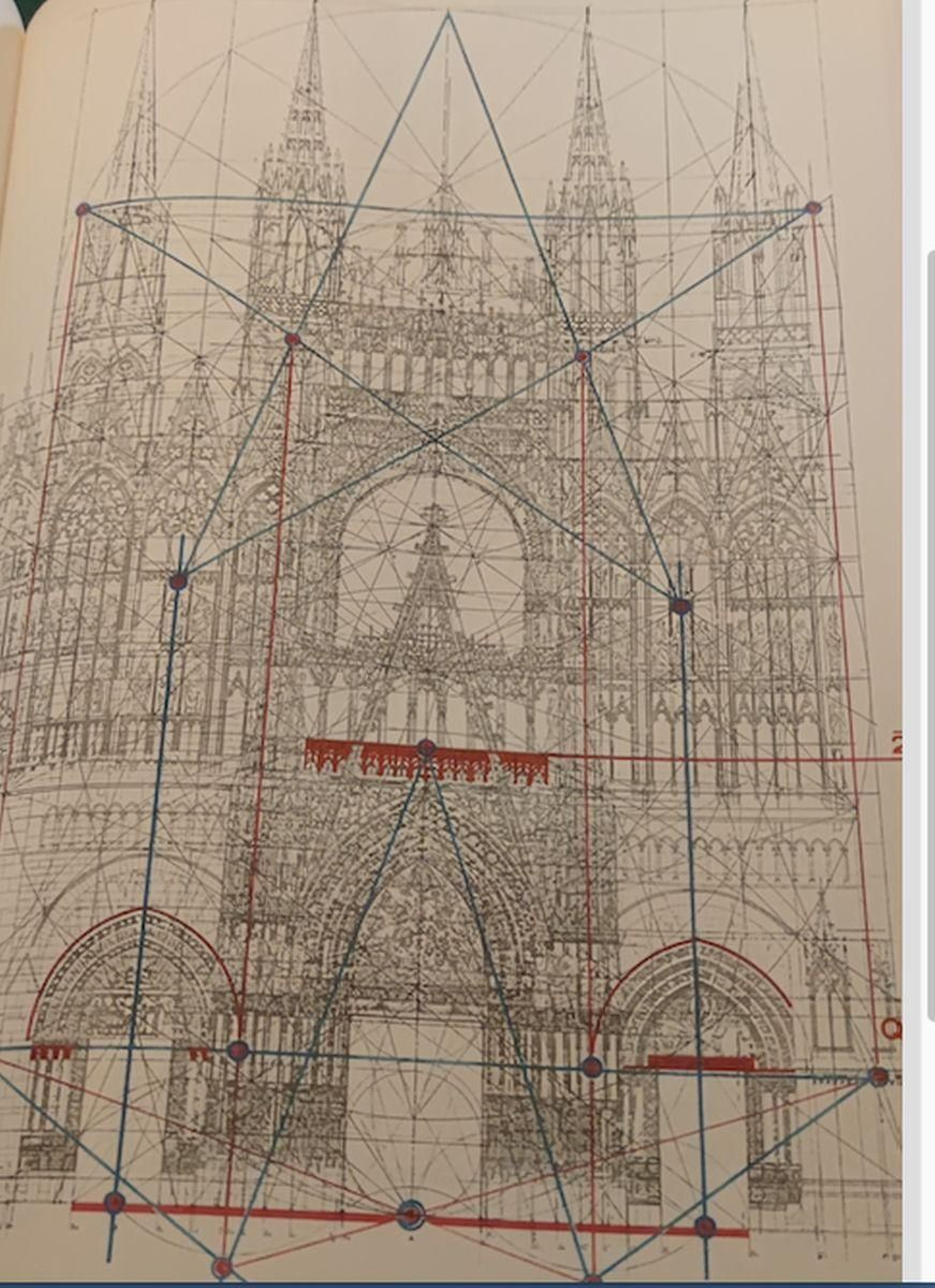 Estudio de la presencia del “número divino” (relación matemática entre dos segmentos que explica la relación entre armonía y belleza en las fachadas de cinco catedrales francesas .