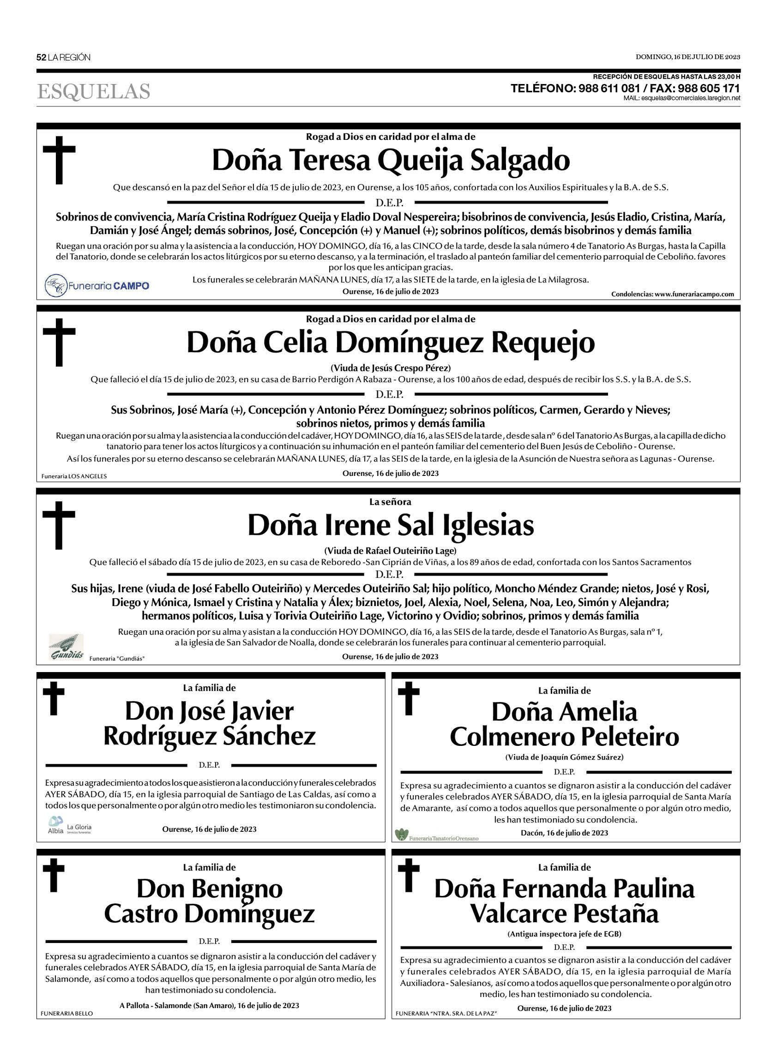 Esquelas de La Región.