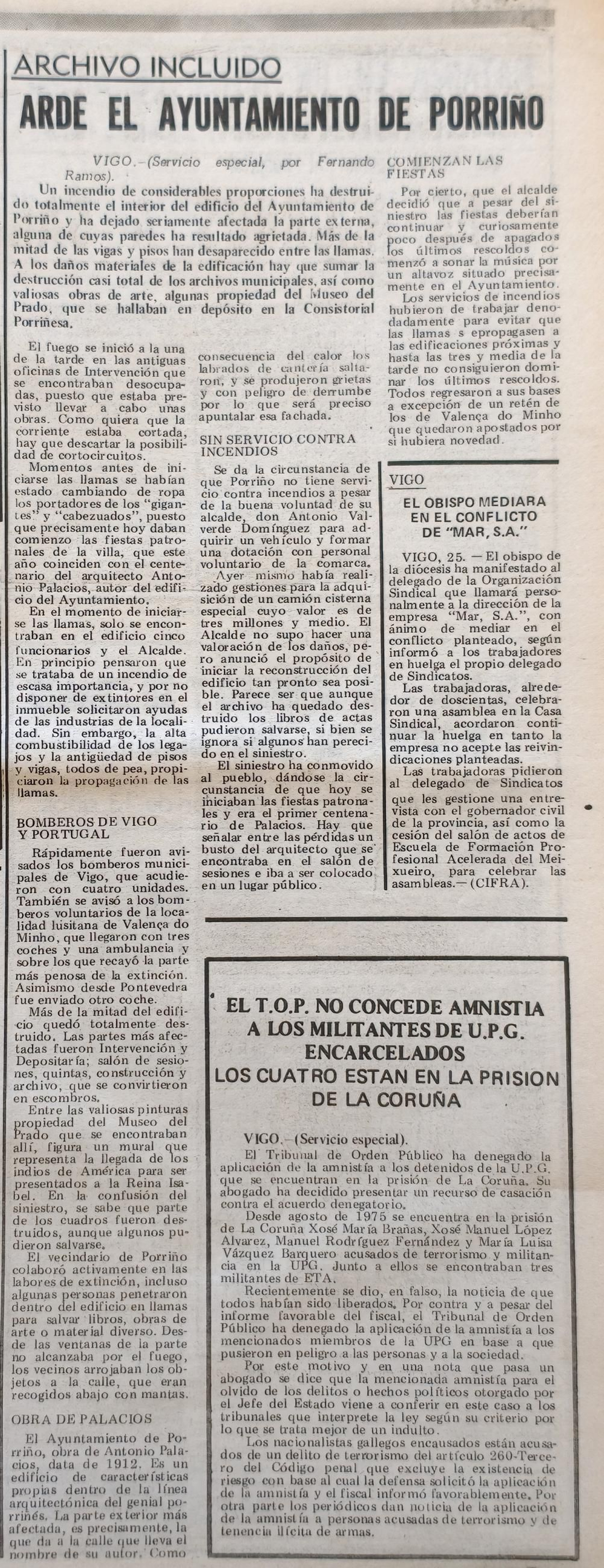 Noticias escaneadas del periódico La Región del 26 de septiembre del 1976.