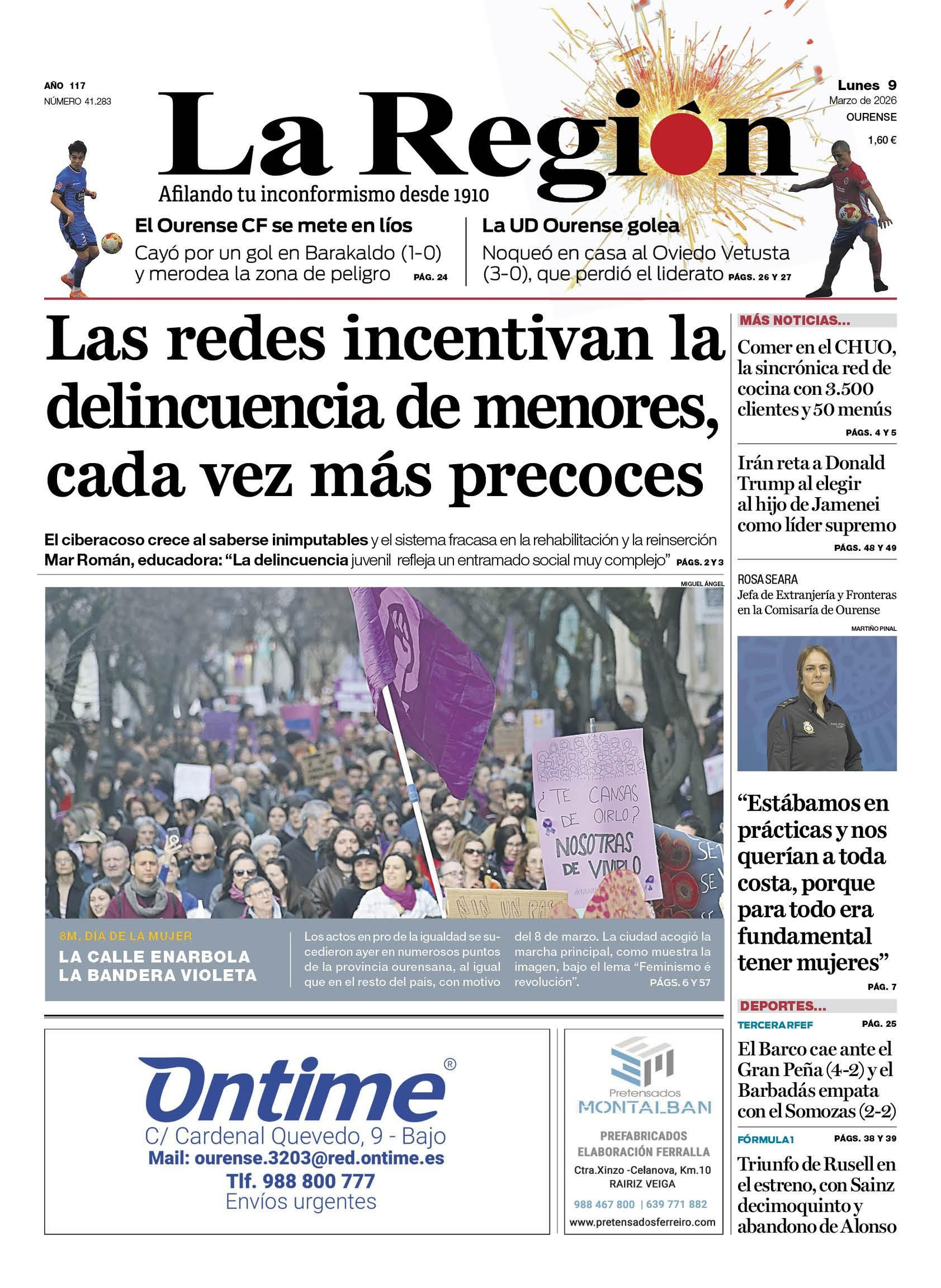 La portada de La Región.