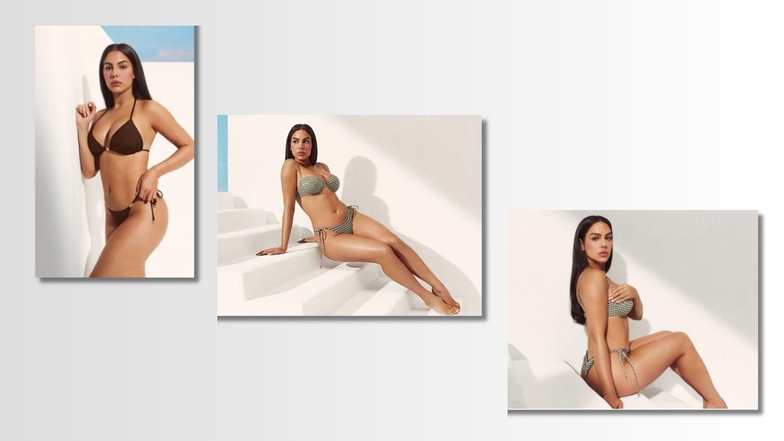 Gerogina Rodríguez posando para la colección de baño SS26 de Calzedonia.