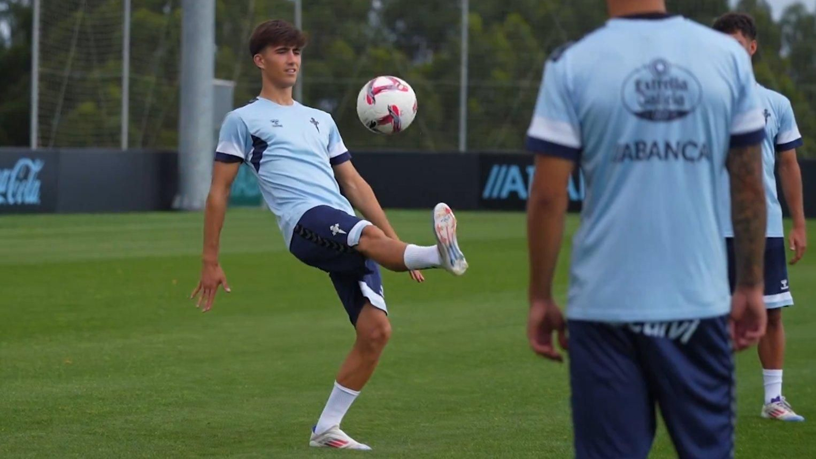 Javi Rodríguez durante un entrenamiento.