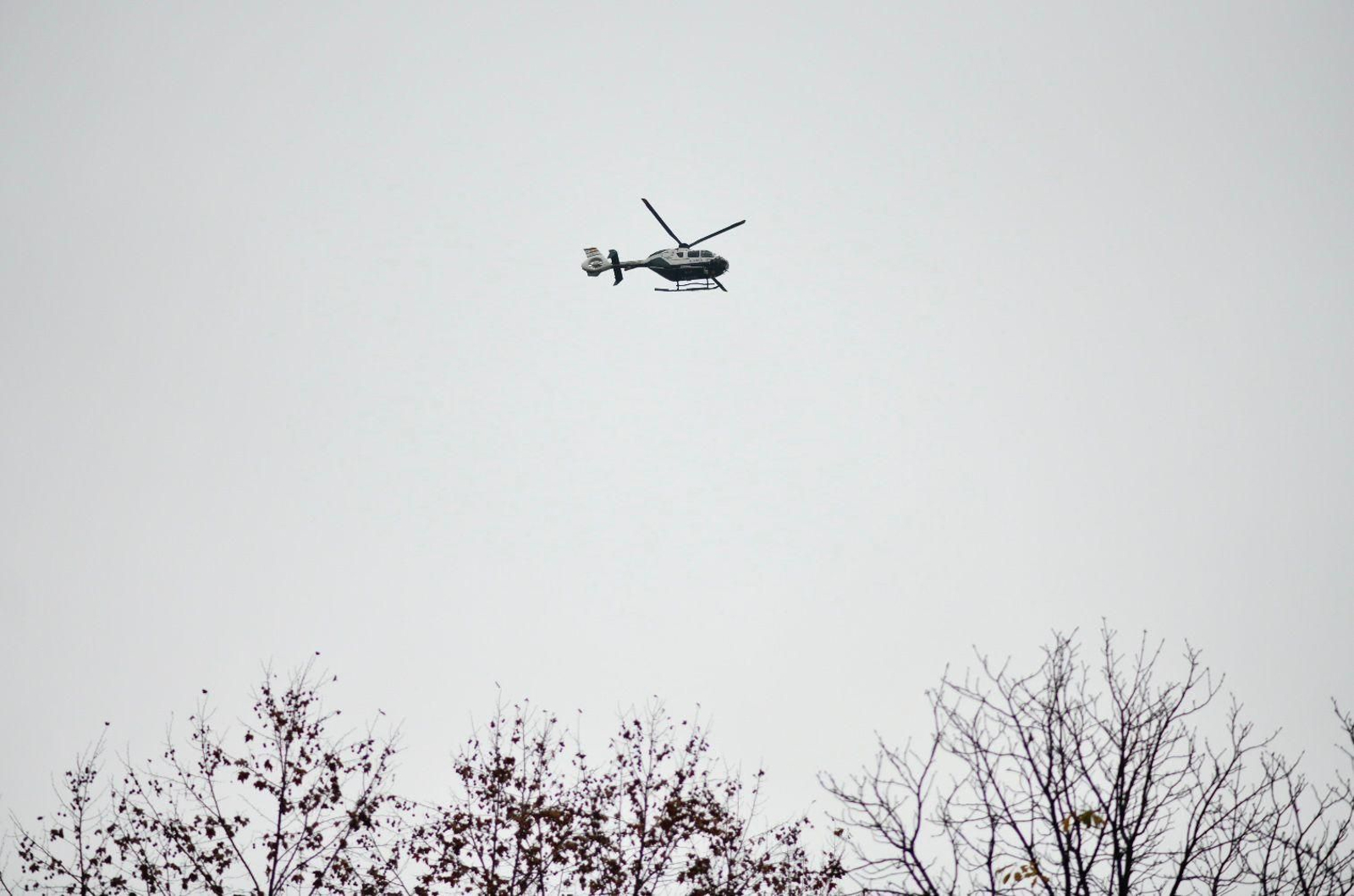 Helicóptero de la Policía Nacional sobre las movilizaciones