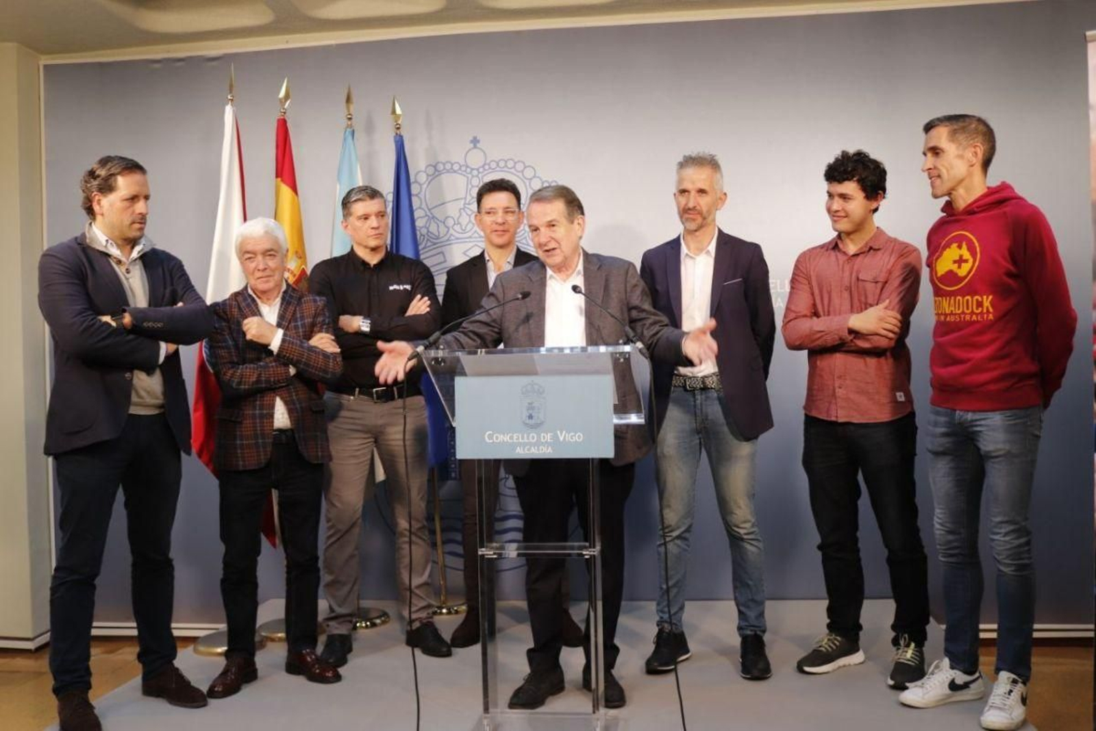 Abel Caballero encabezó la presentación de la San Silvestre, que se celebrará el 31 de diciembre en Vigo.