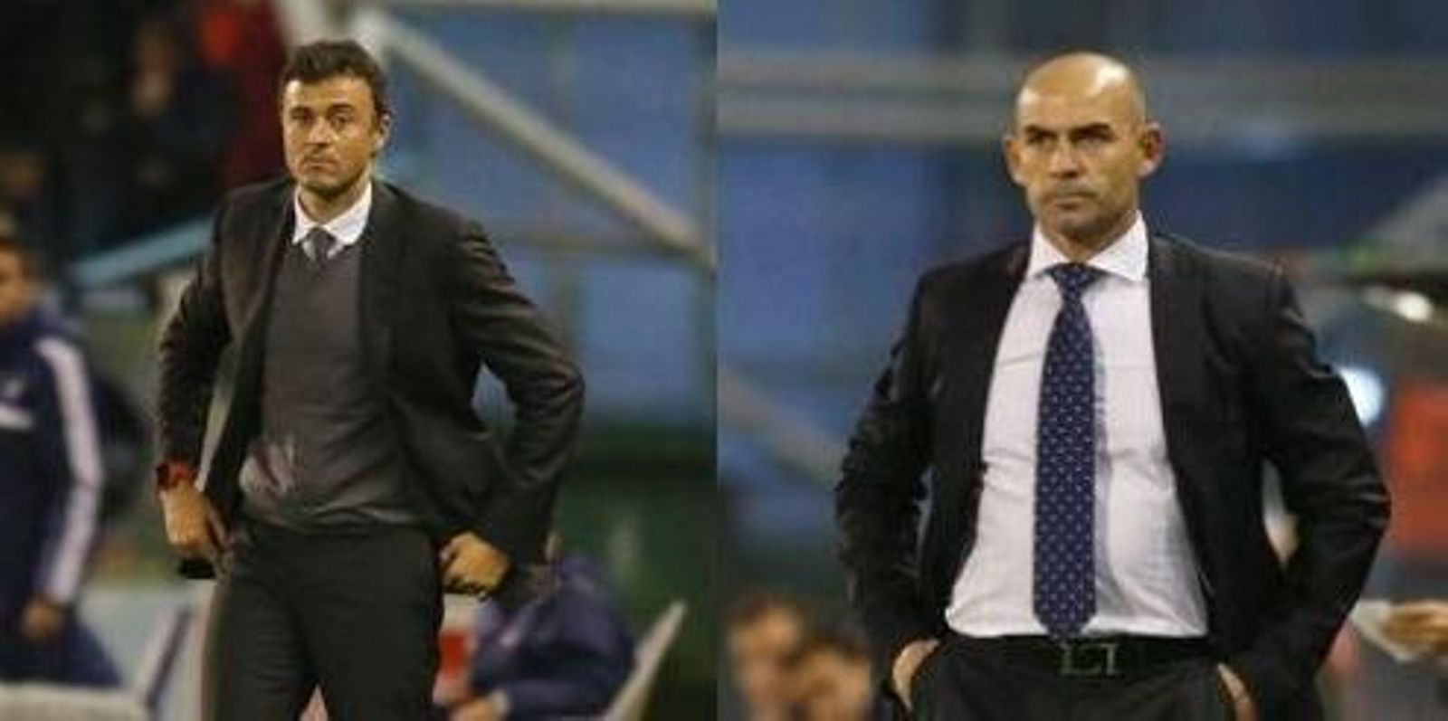 Luis Enrique Martínez y Paco Jémez, en el partido de la primera vuelta.