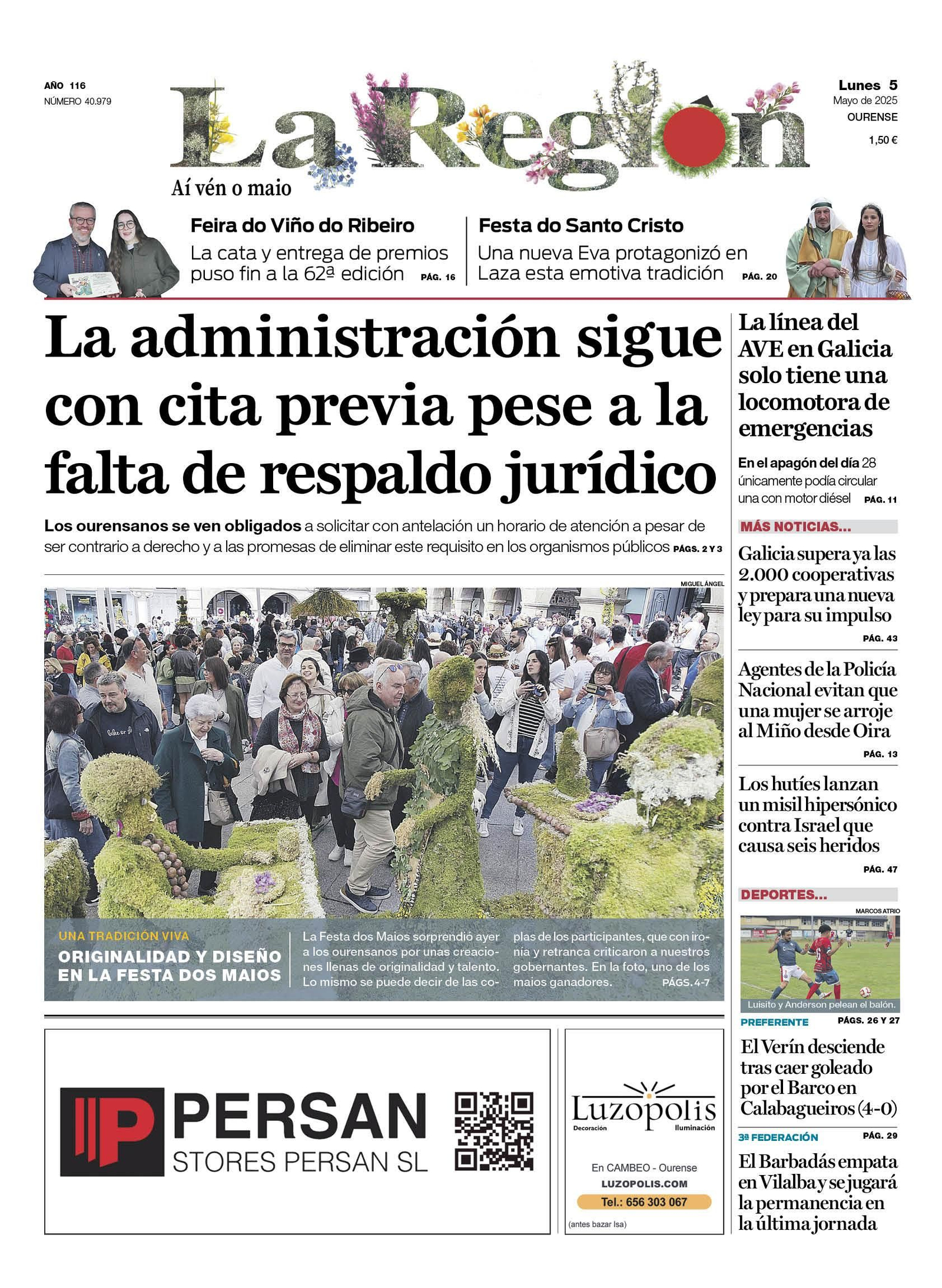 La portada de este lunes