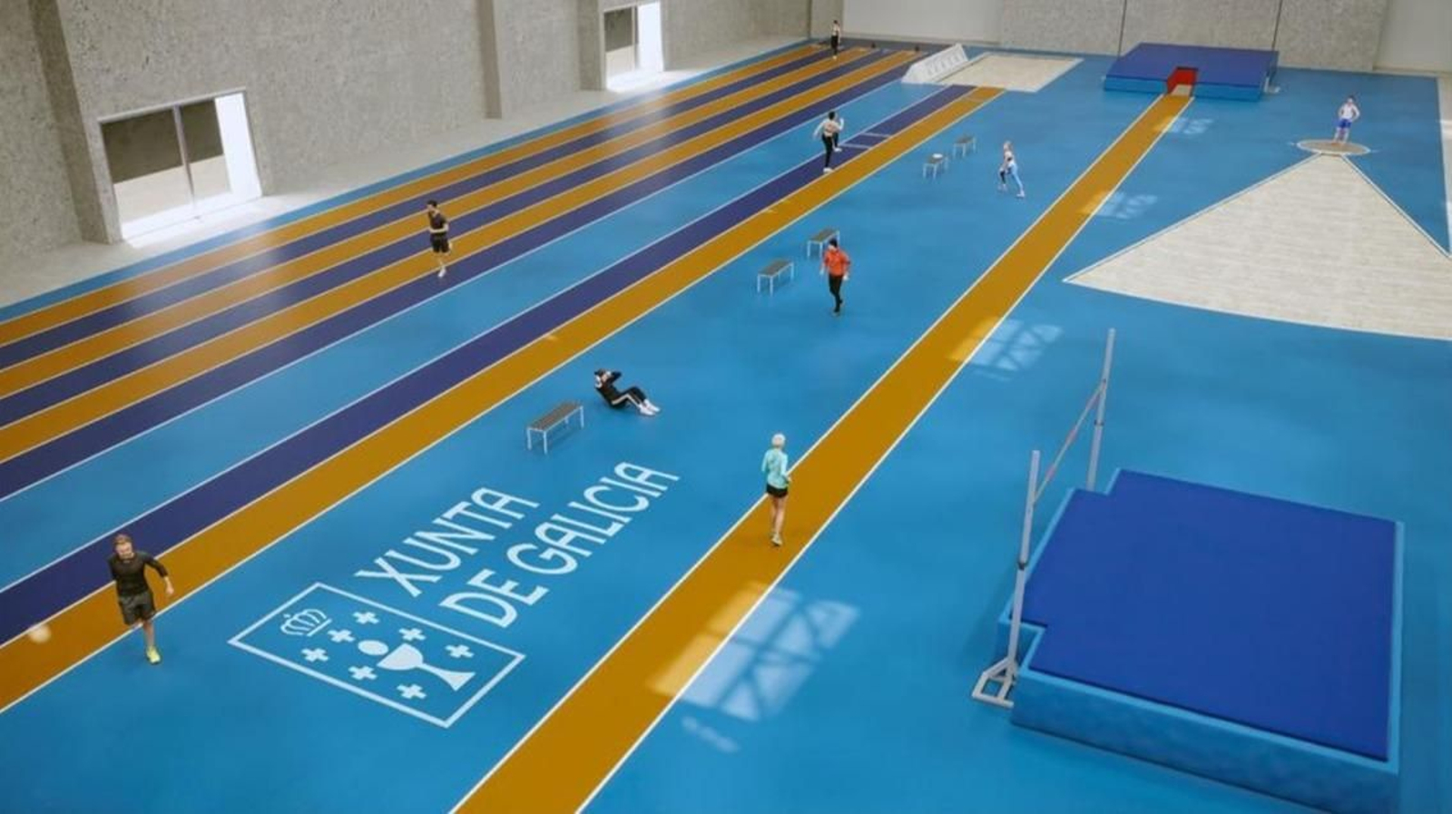 Maqueta de la pista de atletismo que la Xunta propuso para el Ifevi.