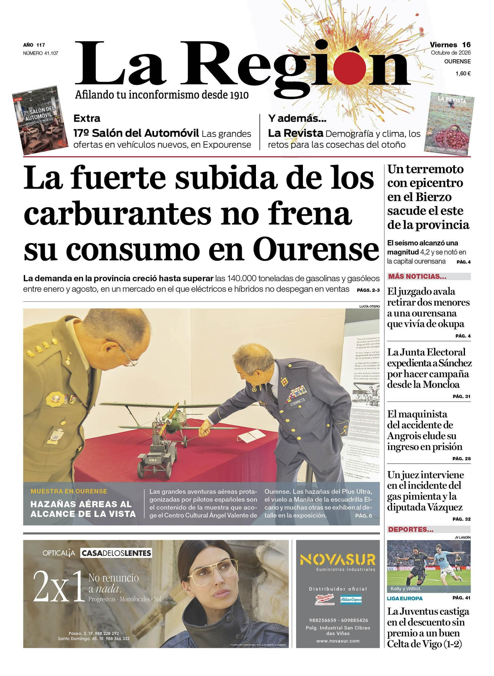 Los titulares de La Región de este viernes, 16 de octubre