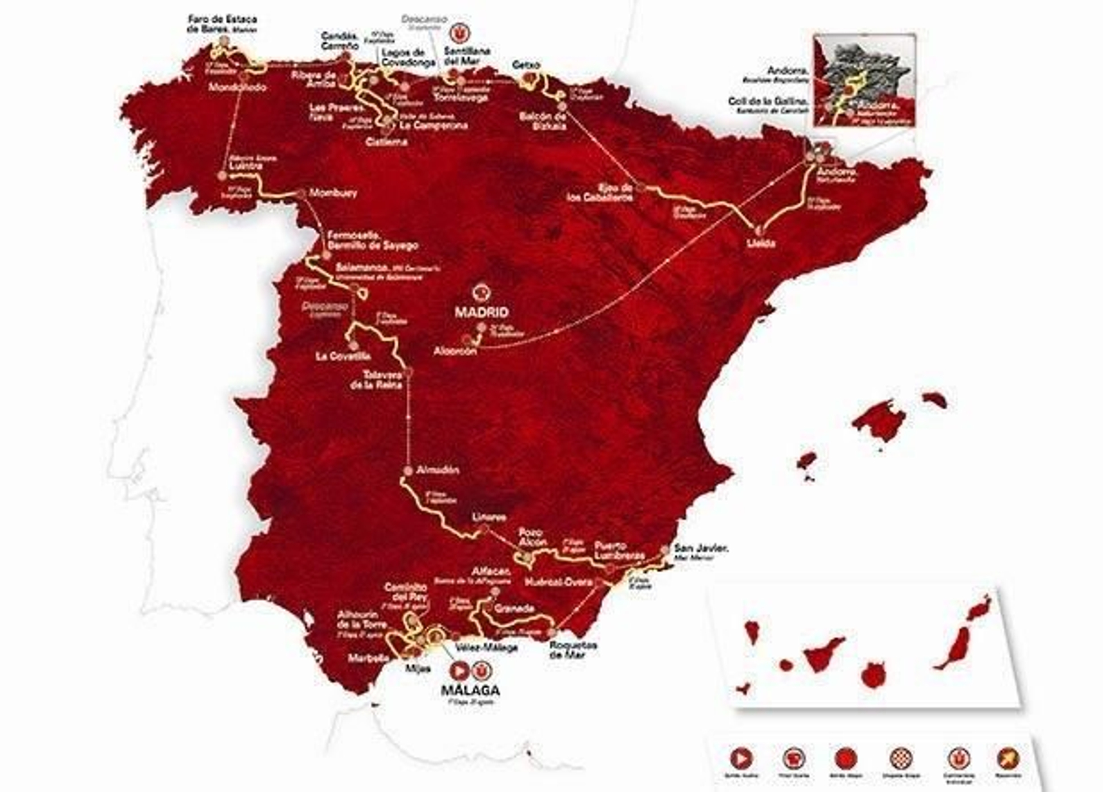 El mapa completo de La Vuelta 2018.