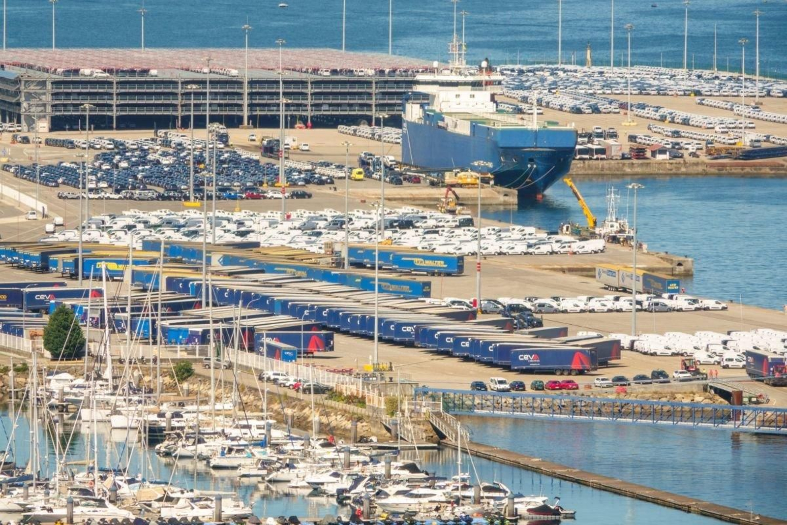 Coches en el Puerto de Vigo, en Bouzas, listos para la exportación.