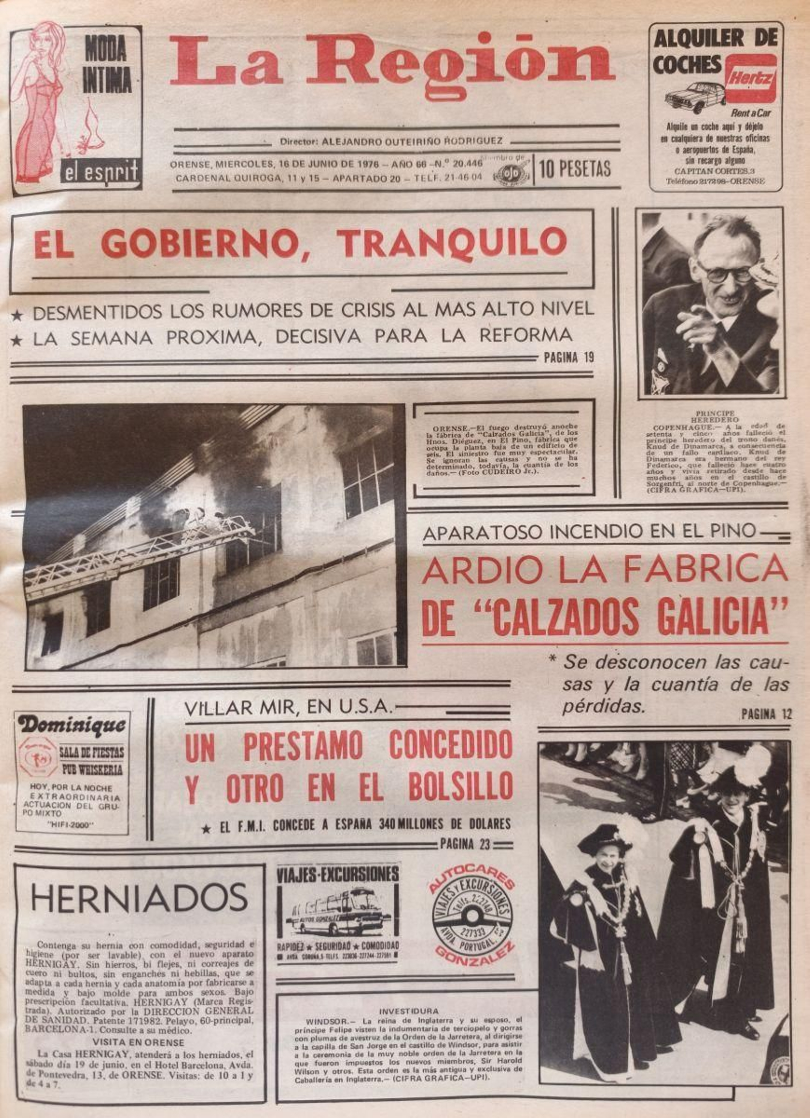 Primera página del 16 de junio de 1976.