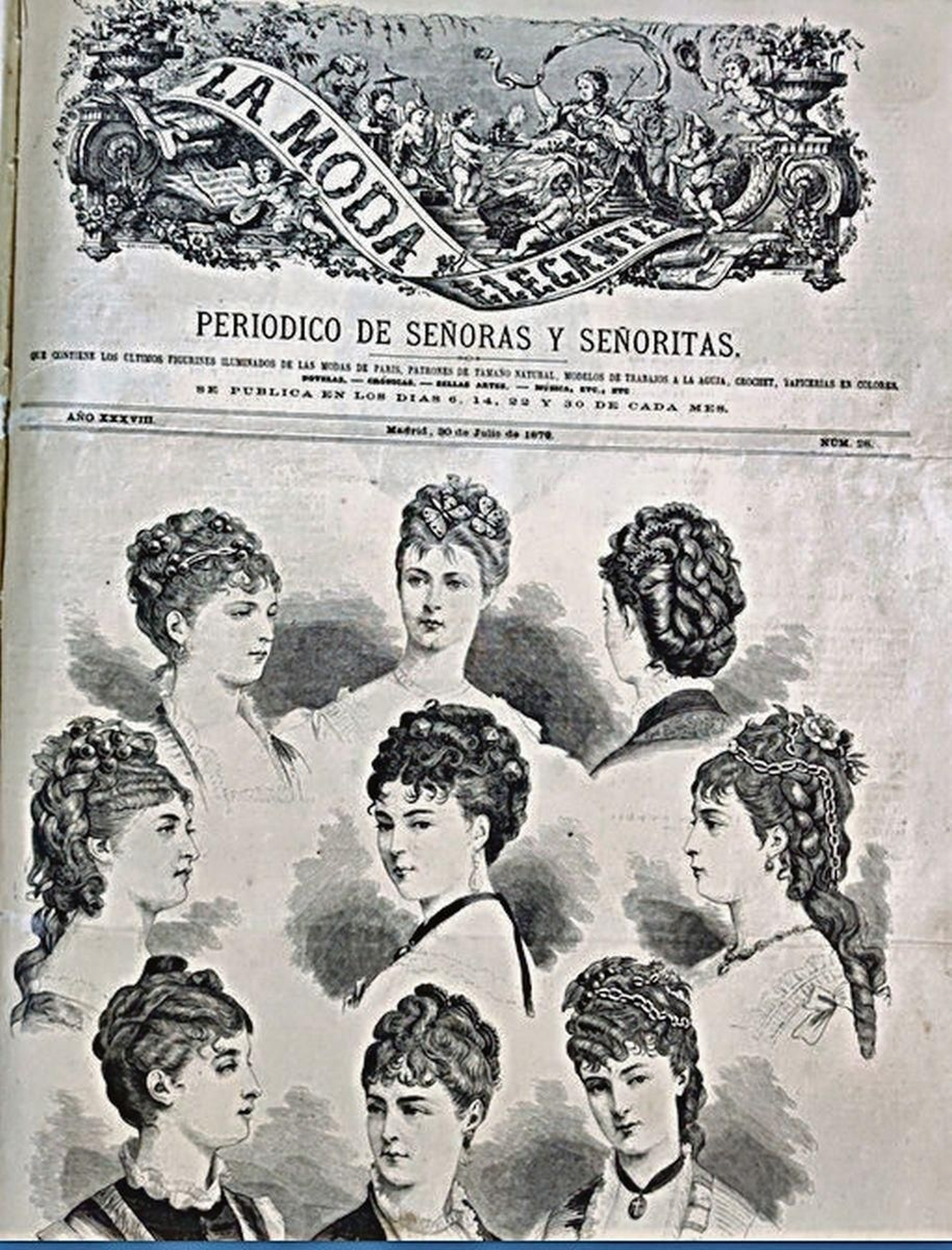 Luciendo cuello con peinados de 1879.