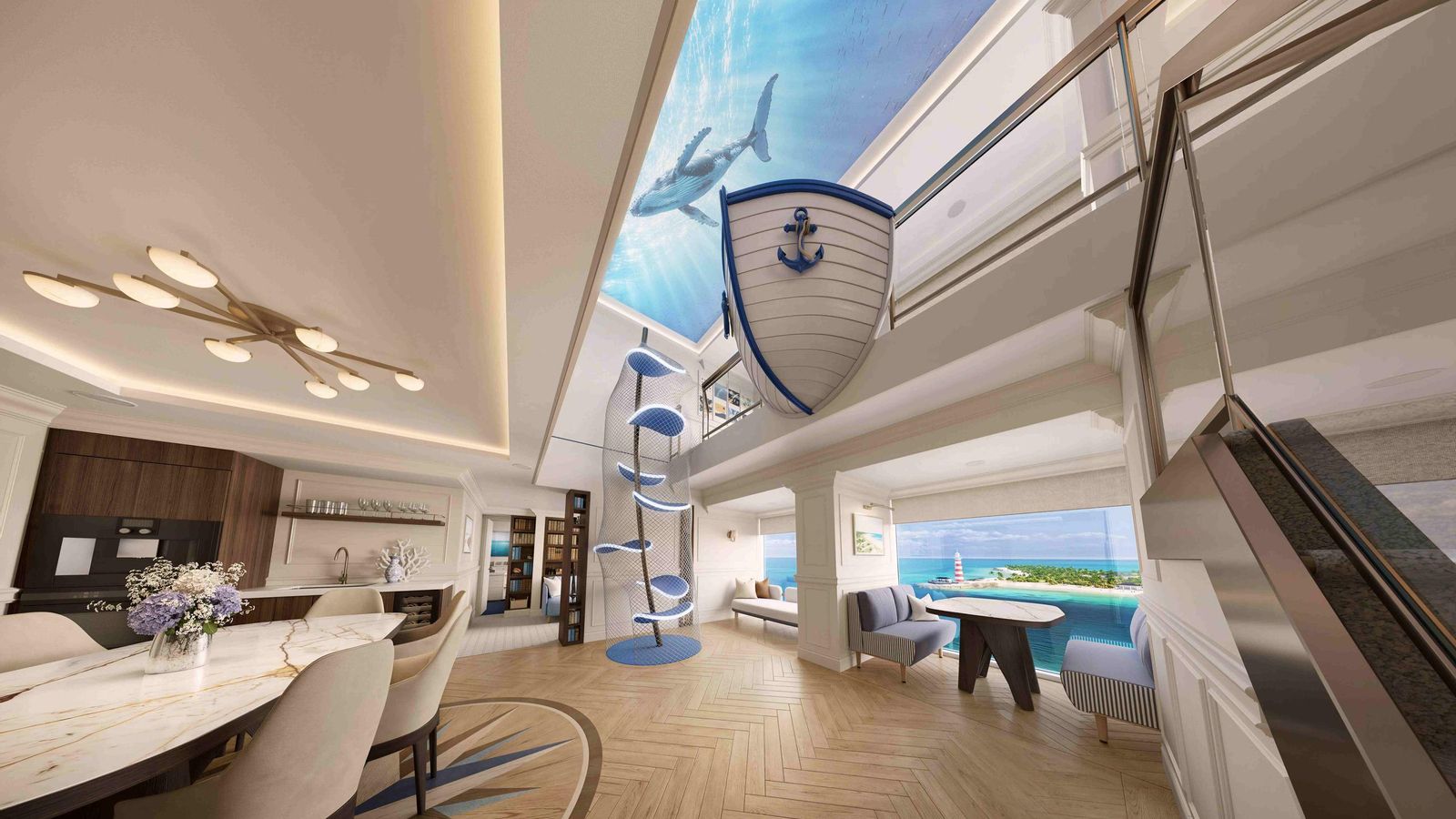 Interior de la nueva villa en un crucero de MSC