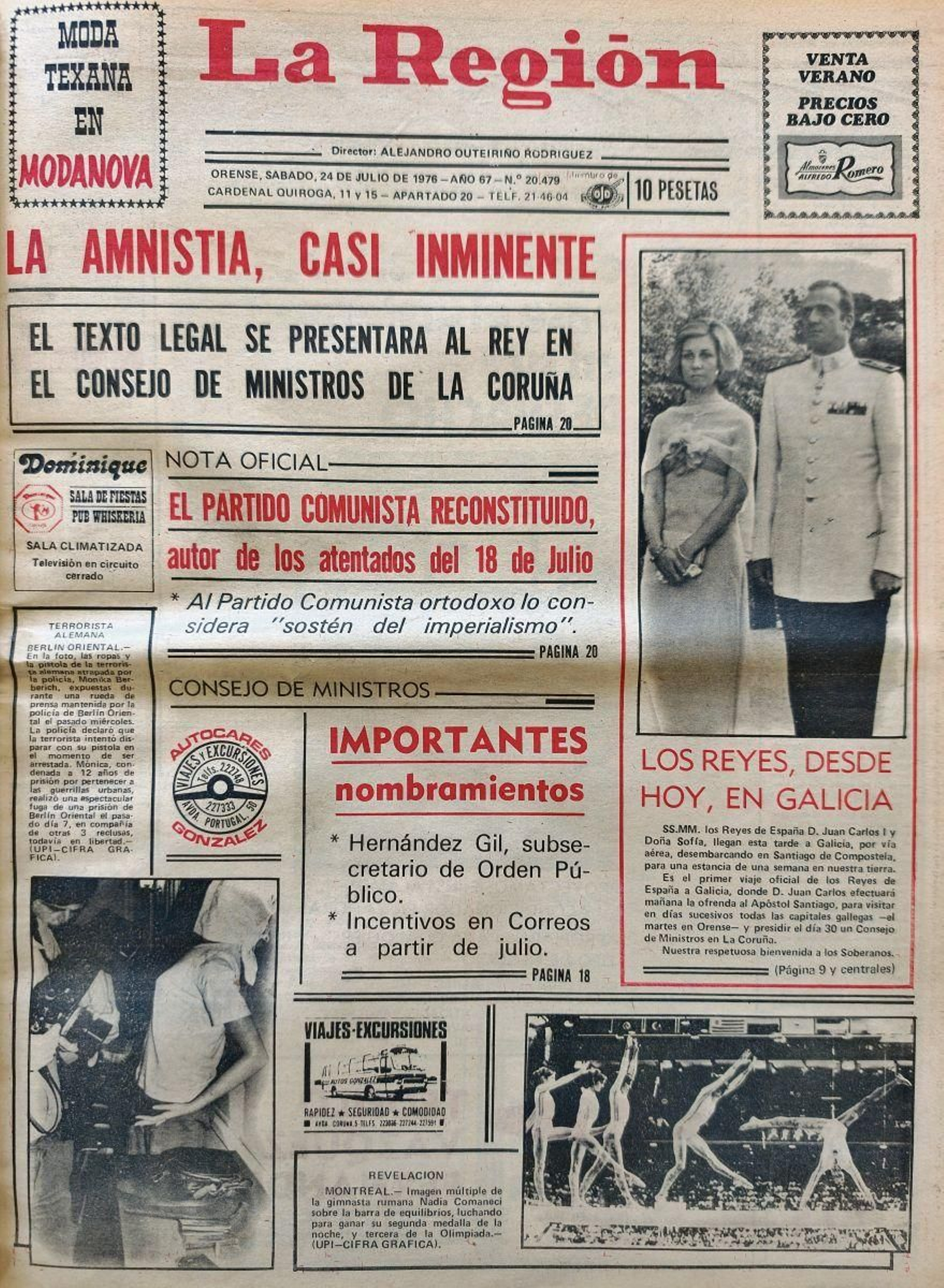 Primera página del 24 de julio de 1976.