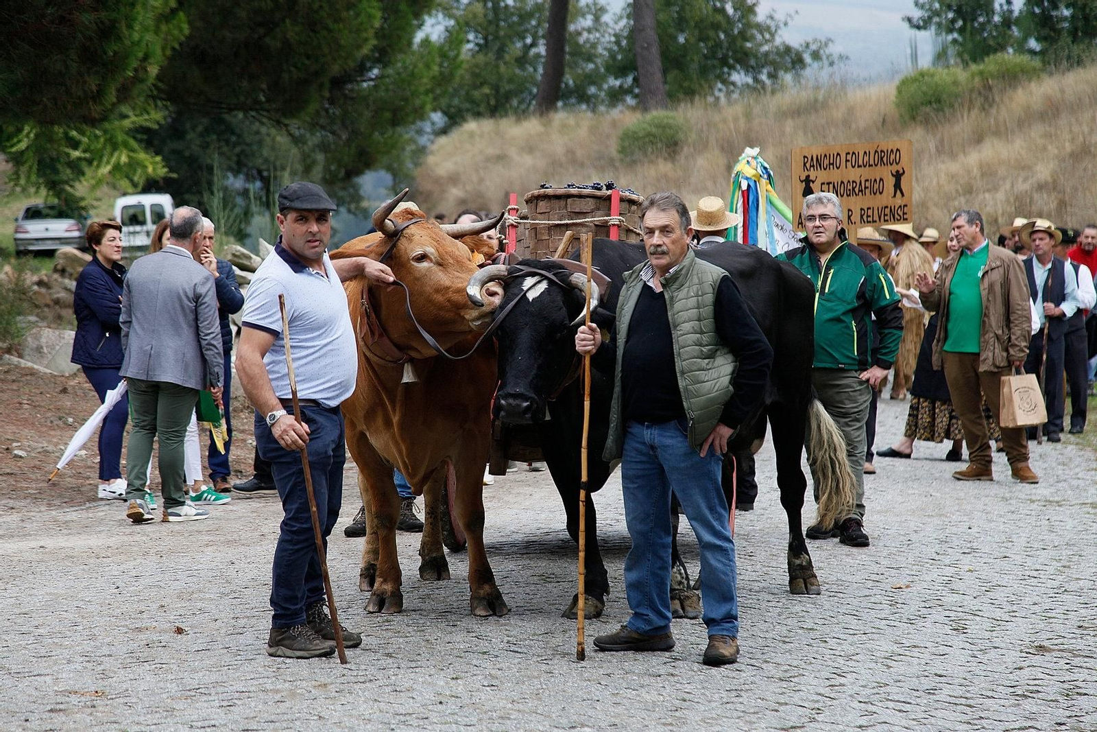 Comitiva del folión del carro tradicional que cargaba los kilos de uva.