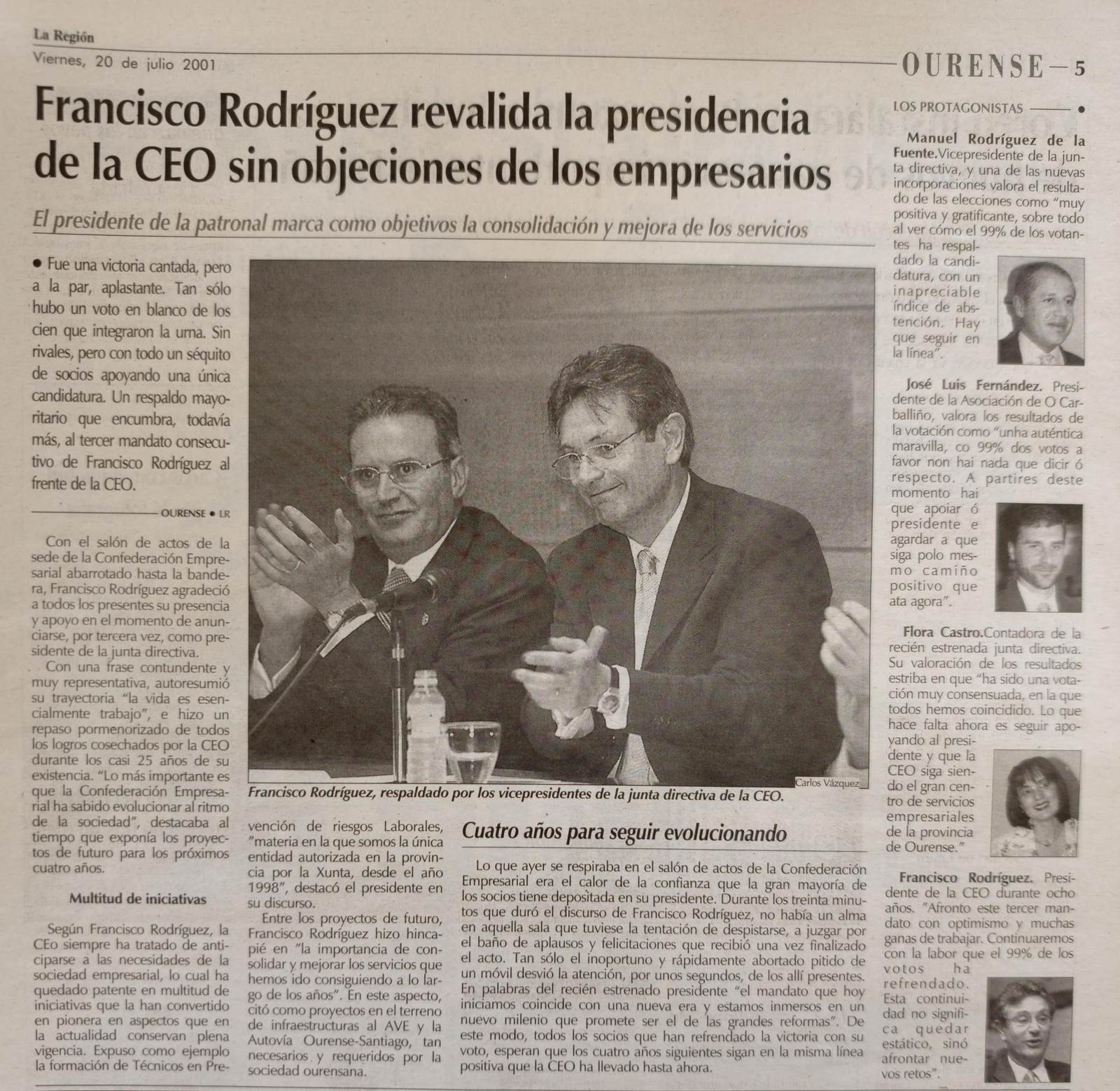Noticias escaneadas del periódico La Región del 20 de julio del 2001.