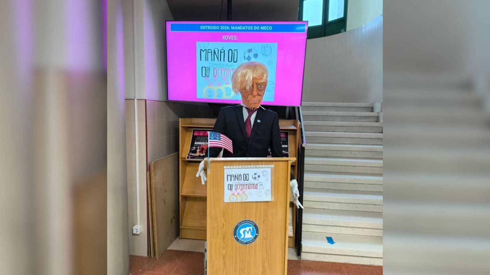 El meco de Donald Trump en el IES San Mamede, en Maceda.
