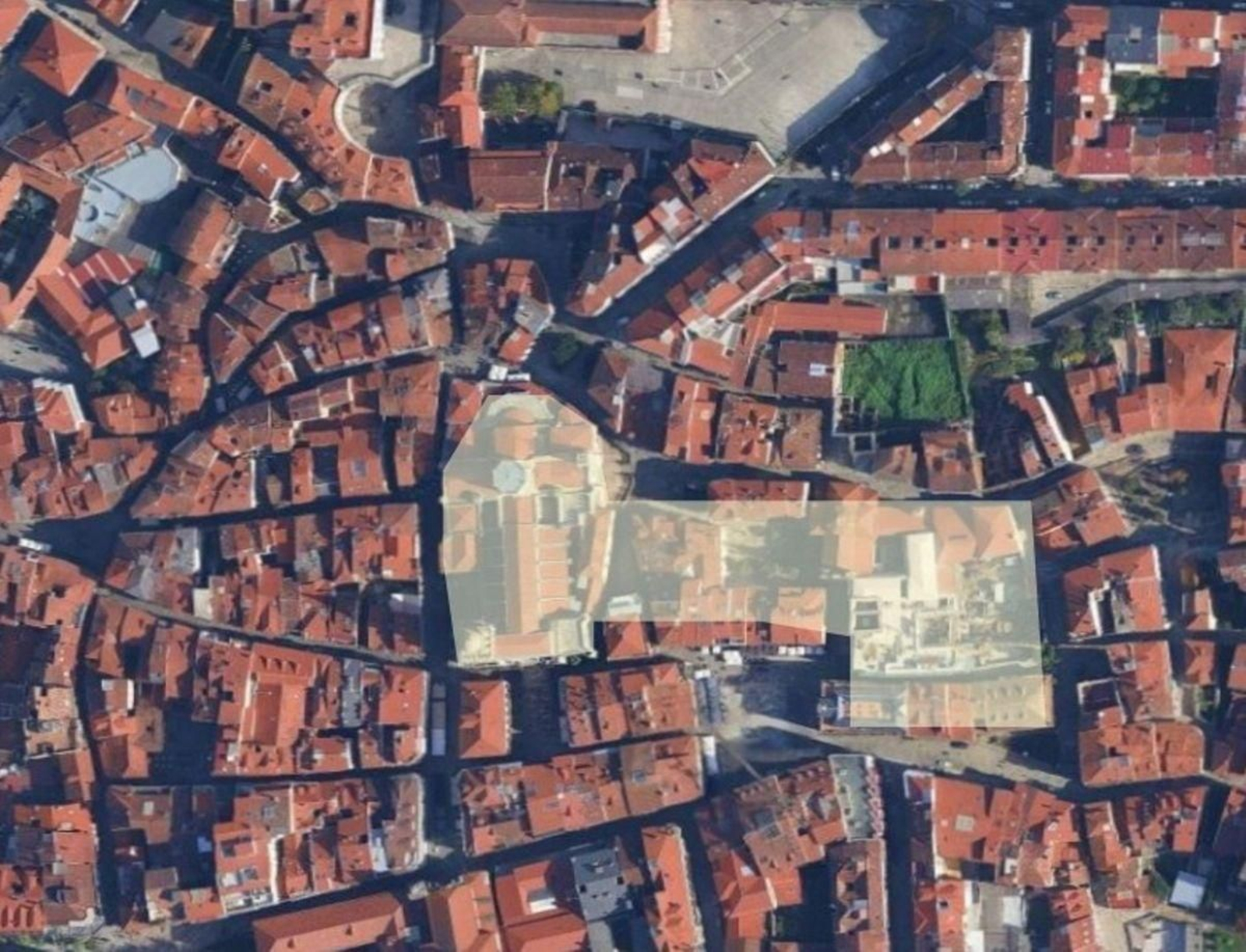 Esquema do complexo episcopal a finais da Idade Media.