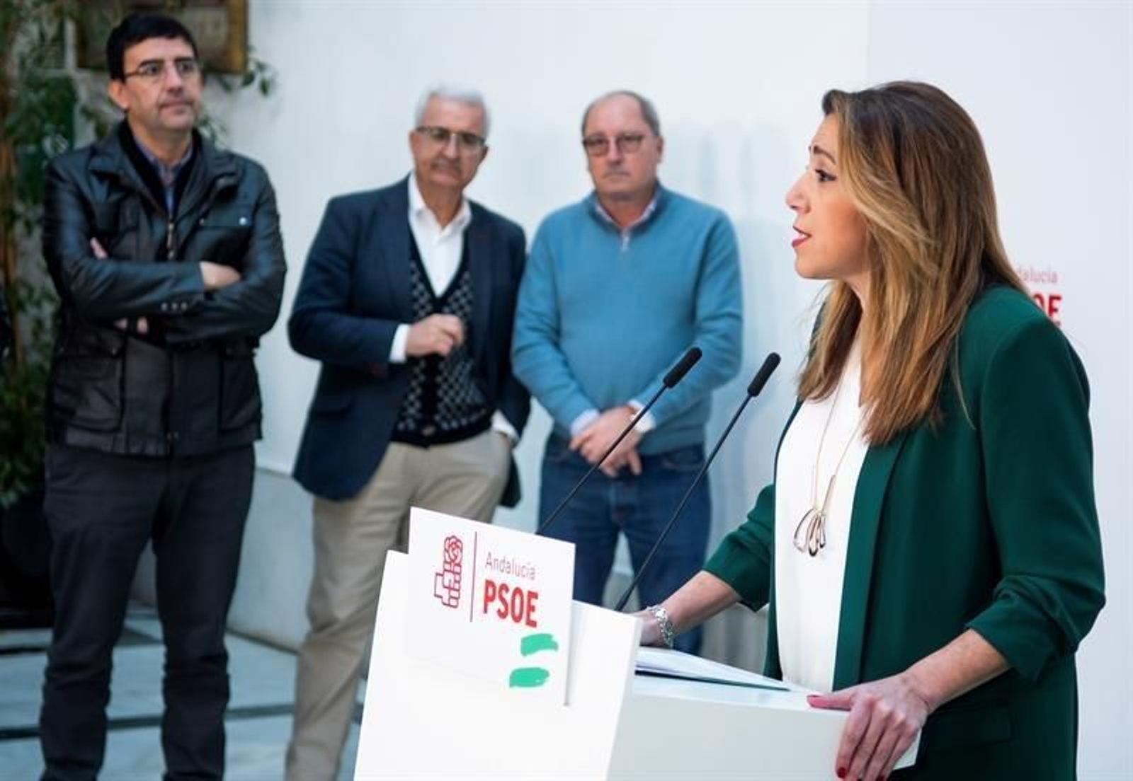 Susana Díaz, durante su discurso en la sede del PSOE andaluz.