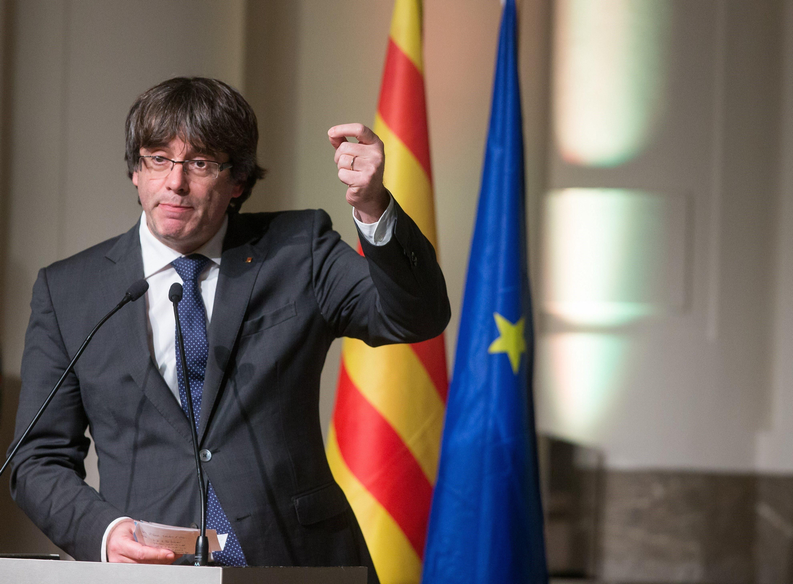 Puigdemont, el pasado día 7, en un acto público en Bruselas.