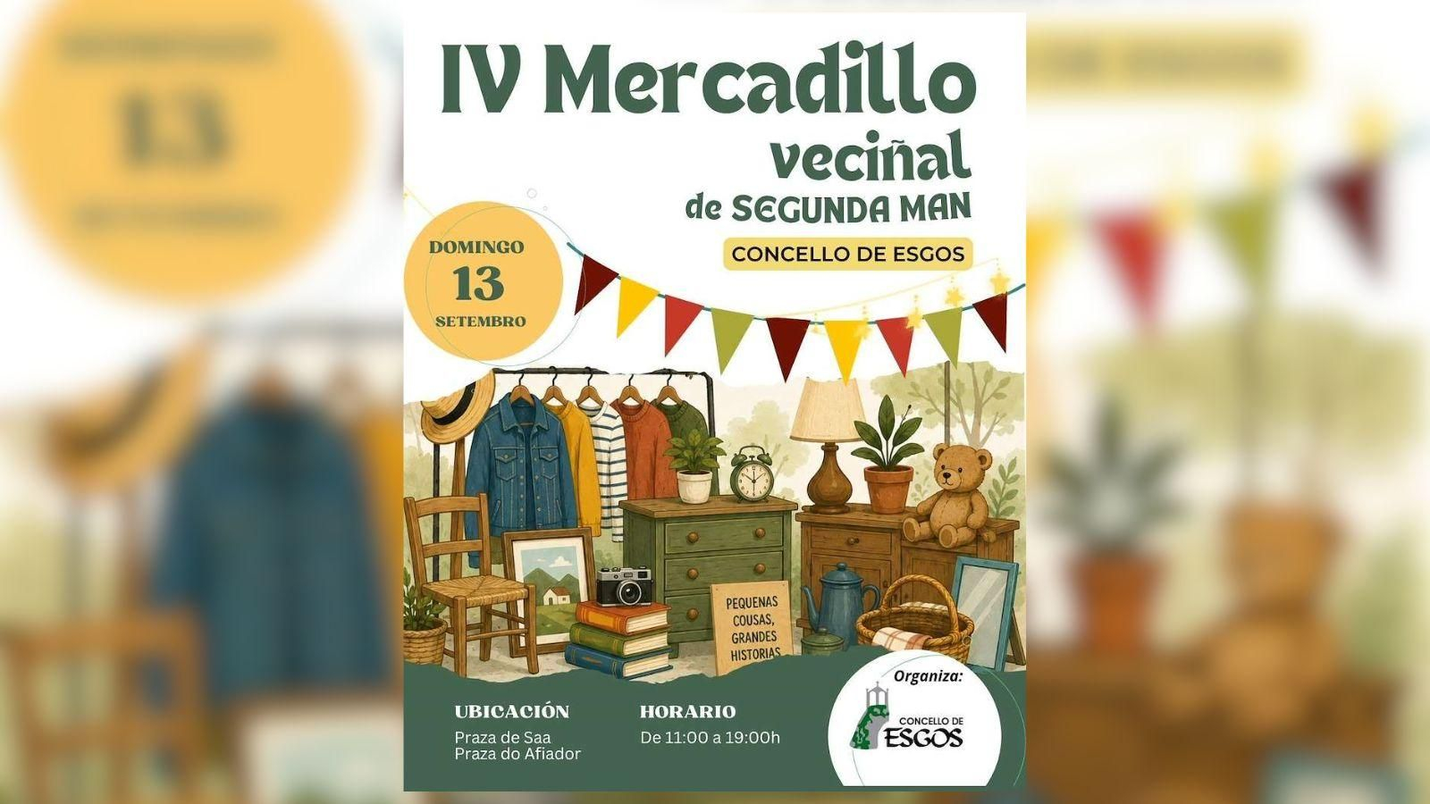 Mercadillo Veciñal de Segunda Man de Esgos 2026.