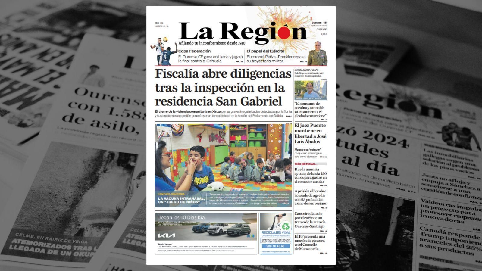 Los titulares de La Región de este jueves