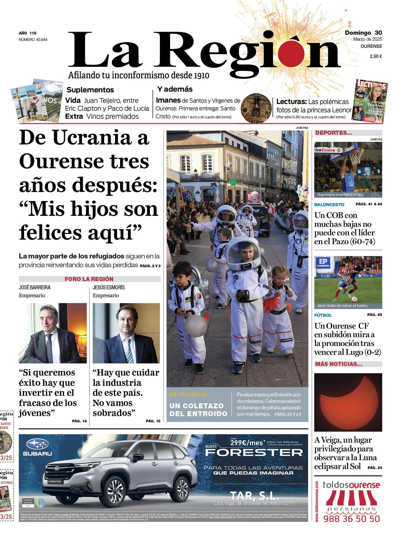 La portada de La Región