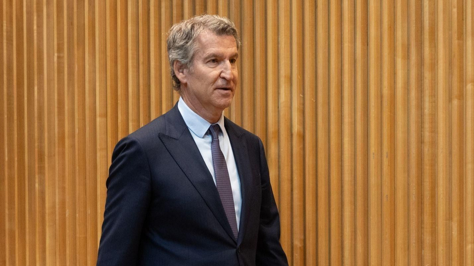 El presidente del Partido Popular, Alberto Núñez Feijóo, durante la reunión plenaria de los Grupos Parlamentarios del Partido Popular.