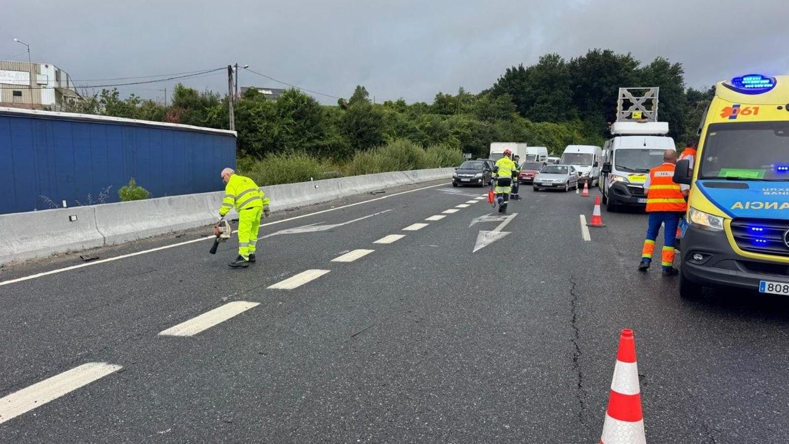 Accidente en la A-55 en Mos este viernes.