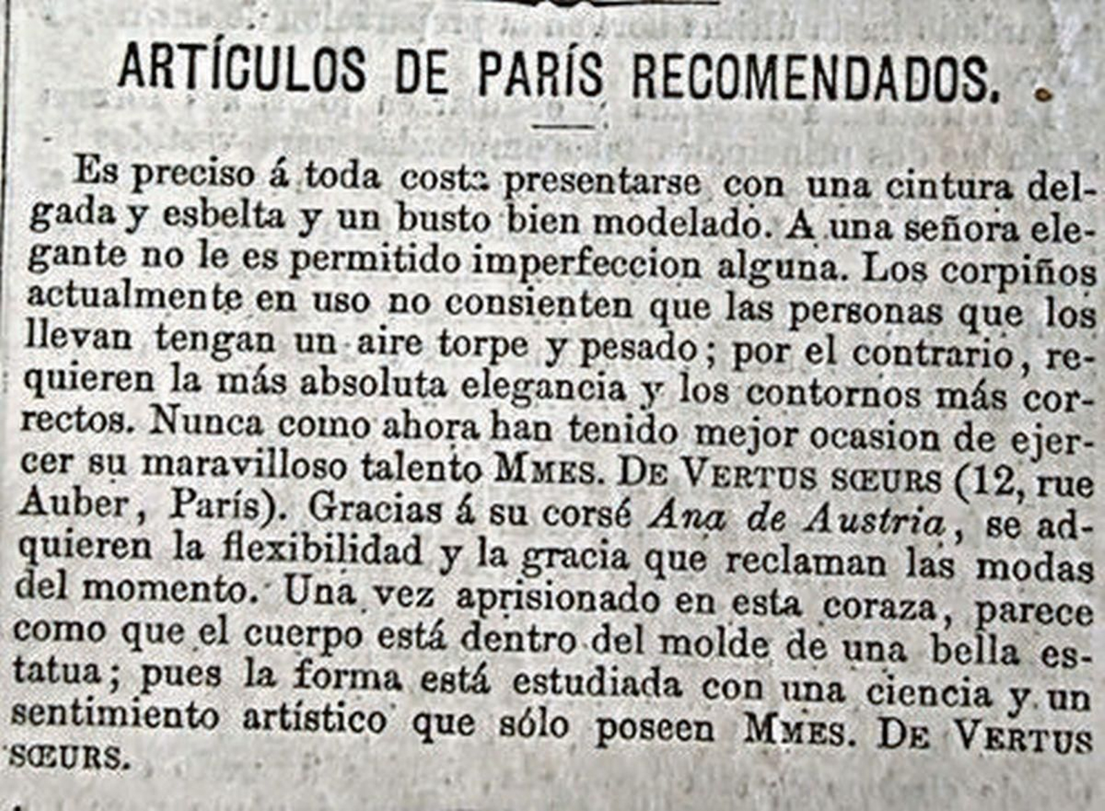 Cintura delgada y busto bien moldeado necesarios para triunfar en Paris, según el consejo de la revista.