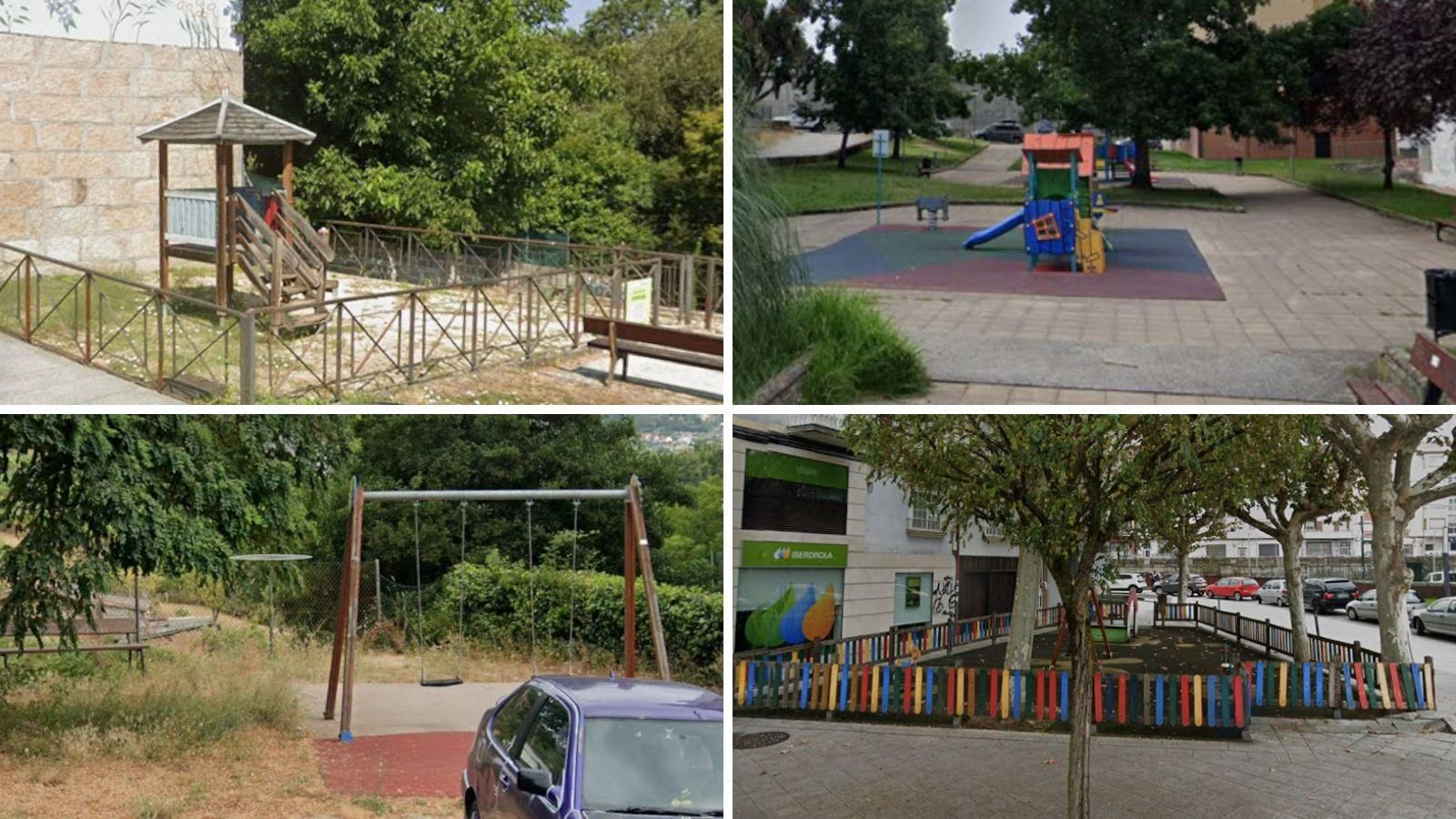 Algunos de los espacios de ocio de Ourense que perderán su condición de parque infantil.