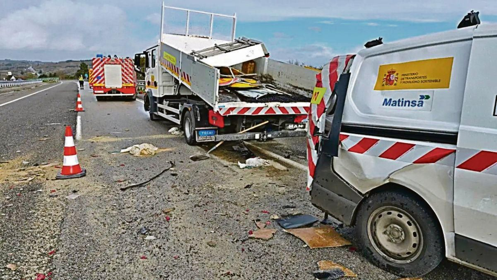 Lugar del accidente mortal, este viernes en la A-8 en Guitiriz.