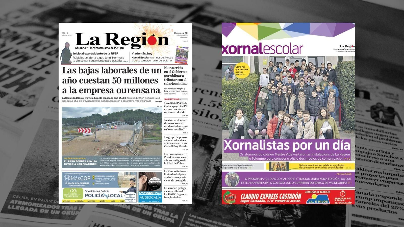 La portada de este miércoles, 12 de febrero.