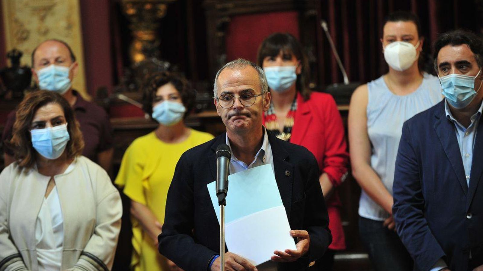 OURENSE 8/09/2020.- Rueda de prensa del grupo municipal popular anunciando la ruptura del pacto con democracia Ourensana. Jesús Vázqquez, portavoz del grupo popular. J osé Paz