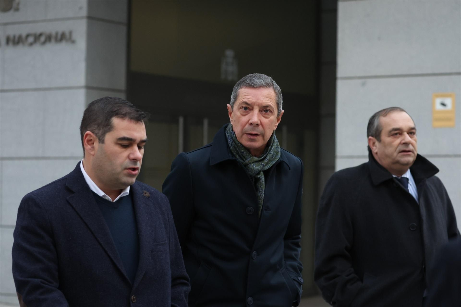 El responsable de Pesquerías Nores Marín, la dueña del 'Villa de Pitanxo', José Antonio Nores González y el director de la compañía, José Antonio Nores Rodríguez a su salida de declarar a la Audiencia Nacional,