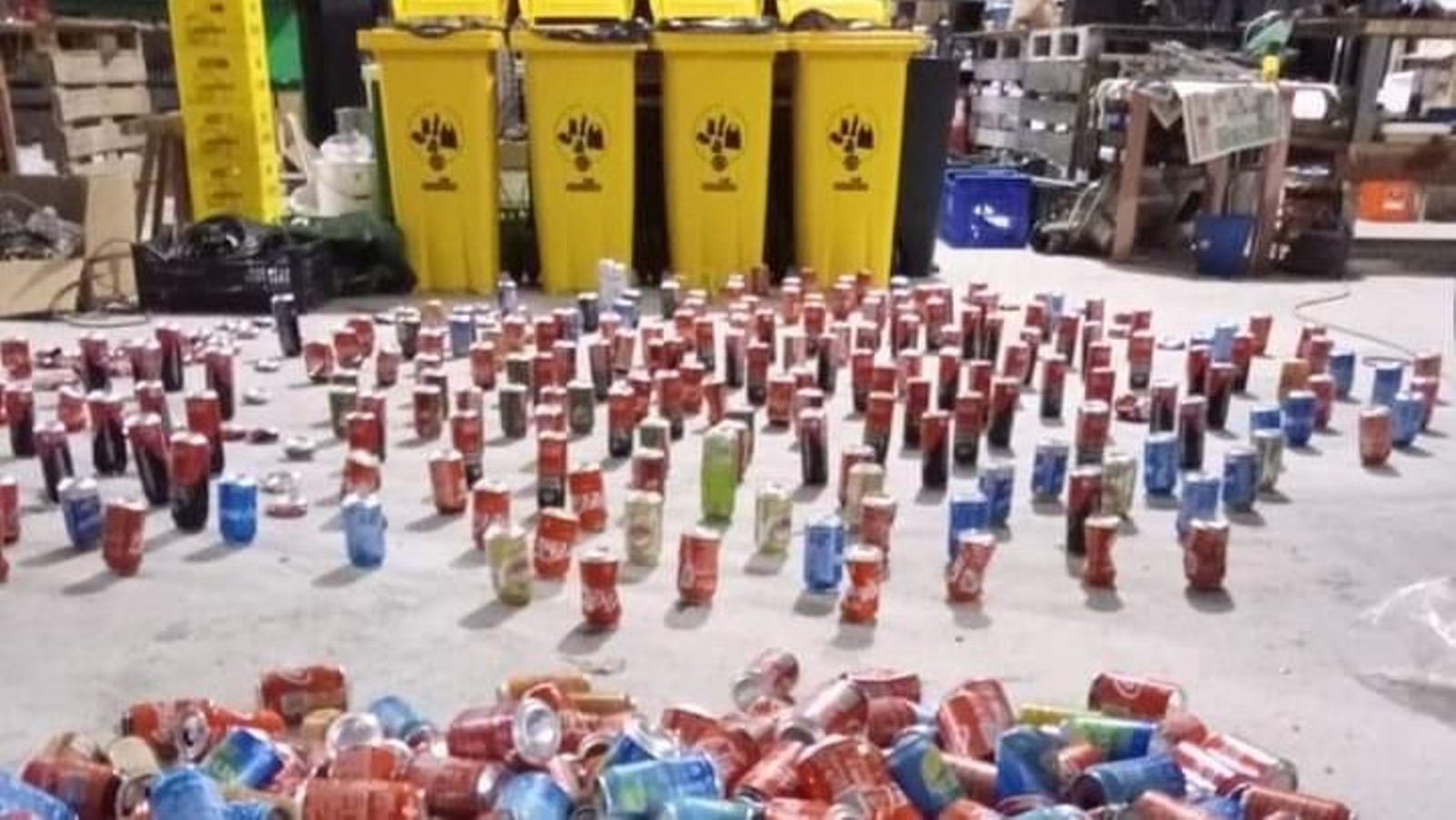Parte de los 81,5 kilos de latas recolectados.