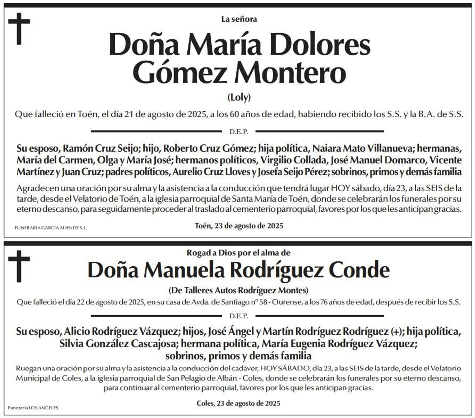 Las despedidas de hoy / La Región