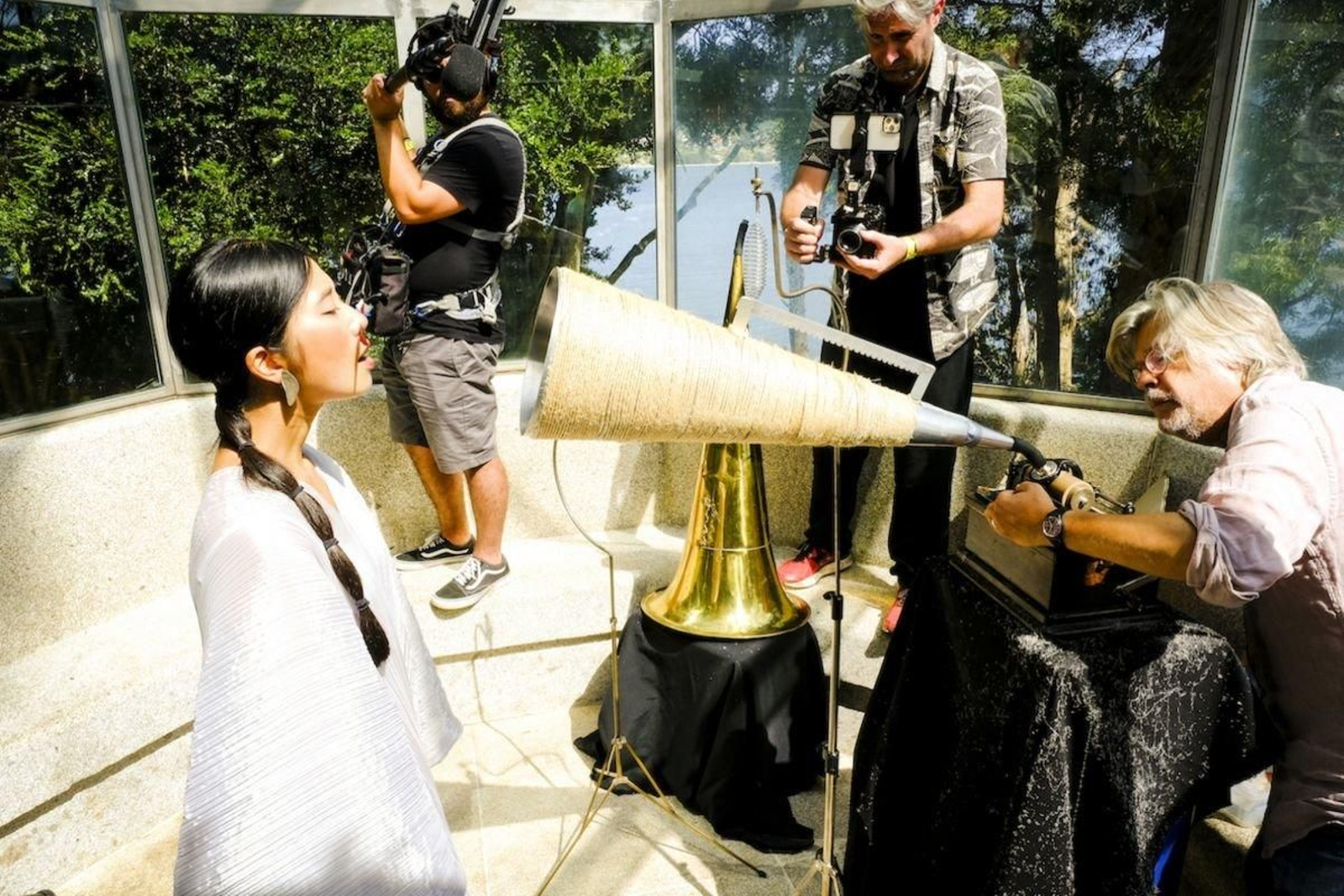 Olalla Lojo durante la grabación de una sesión.